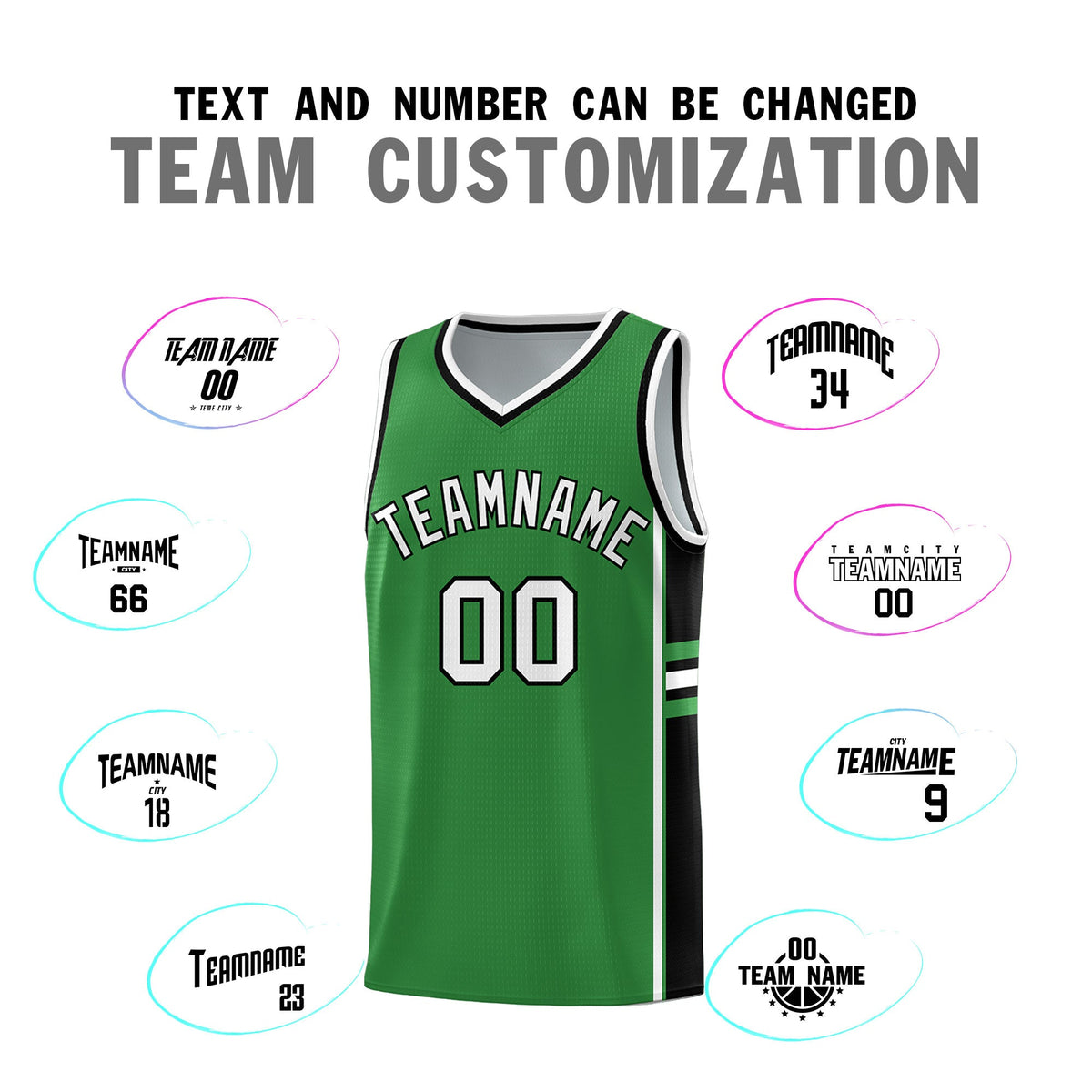 Custom Youth Basketball Jersey - Kelly Green Black Two-Tone Varsity Jersey Set