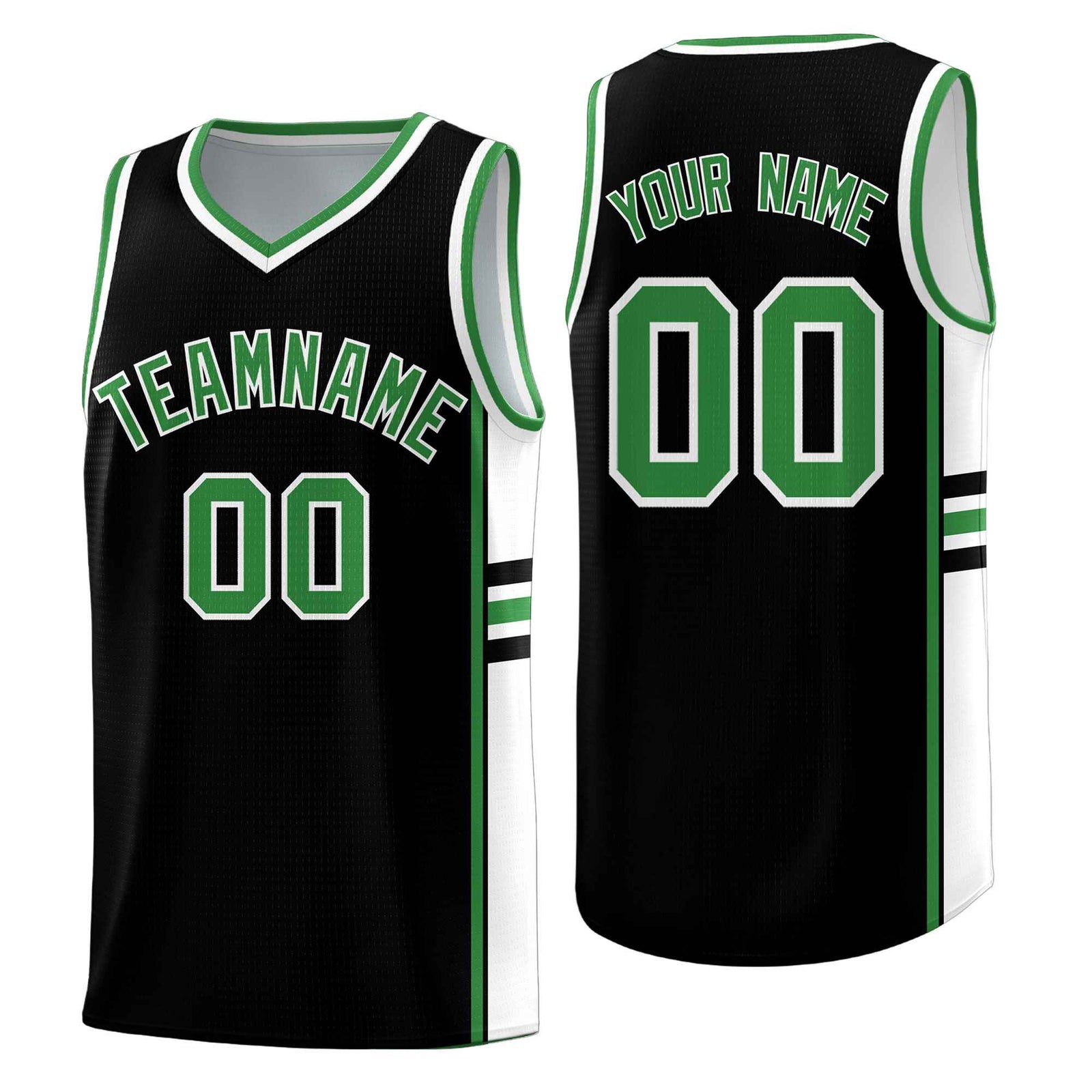 Custom Youth Basketball Jersey - Black Kelly Green Two-Tone Classic Varsity Uniform