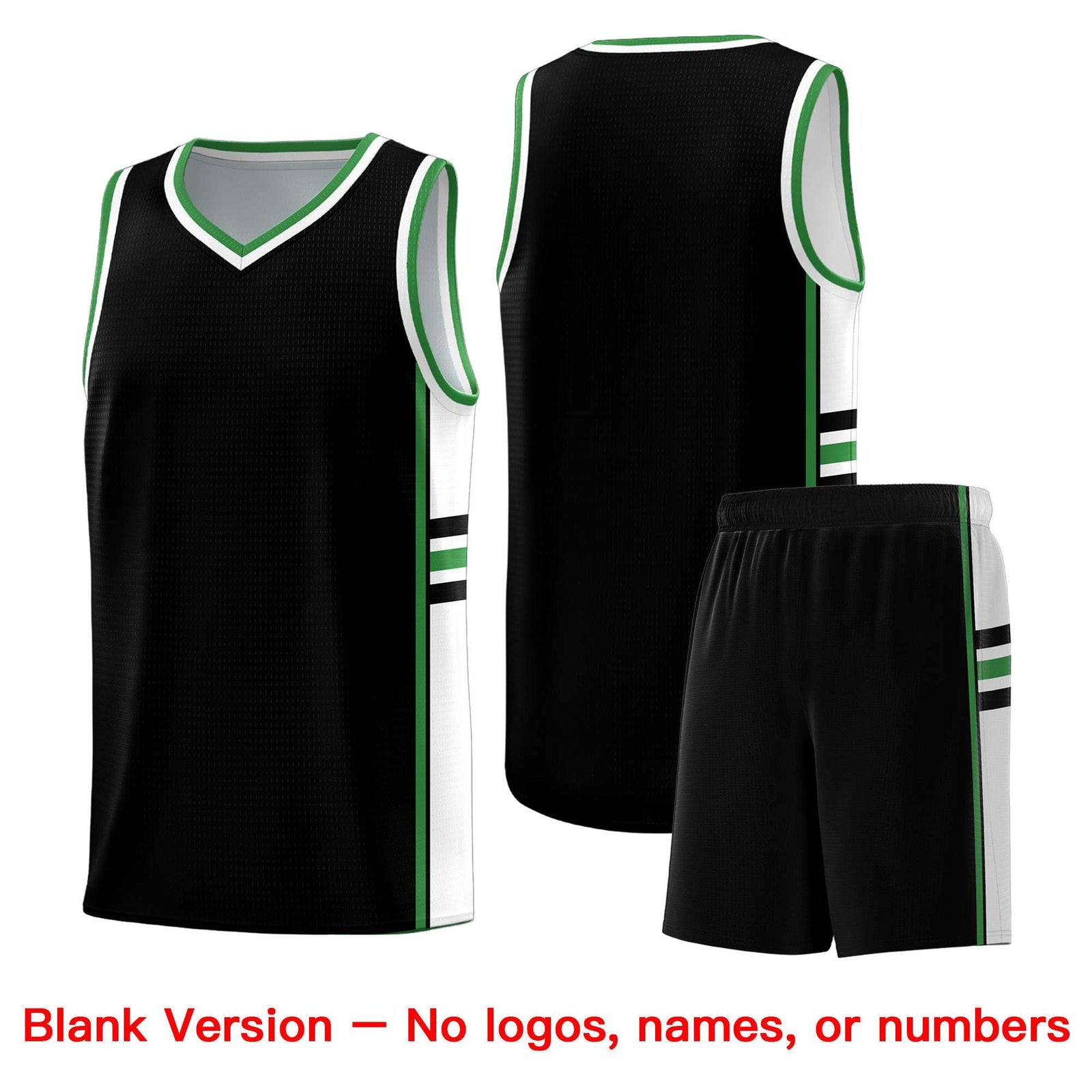 Custom Youth Basketball Jersey - Black Kelly Green Two-Tone Classic Varsity Uniform