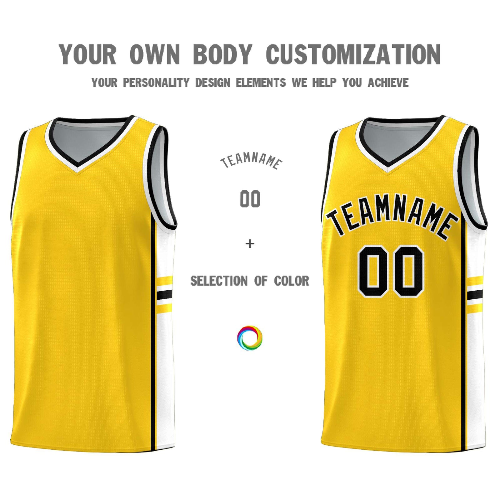 Custom Youth Basketball Jersey - Gold White Two-Tone Classic Varsity Uniform