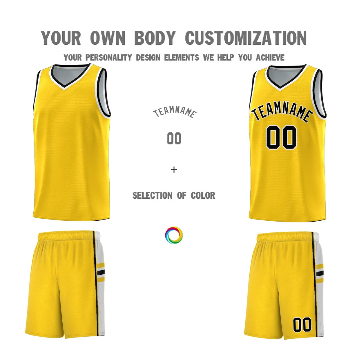 Custom Youth Basketball Jersey - Gold White Two-Tone Classic Varsity Uniform