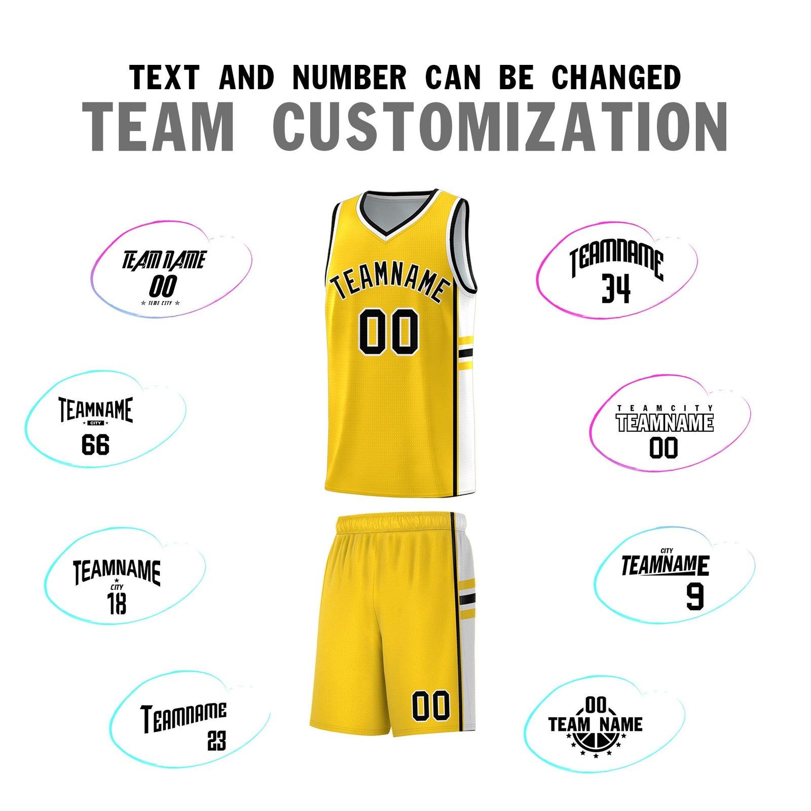 Custom Youth Basketball Jersey - Gold White Two-Tone Classic Varsity Uniform