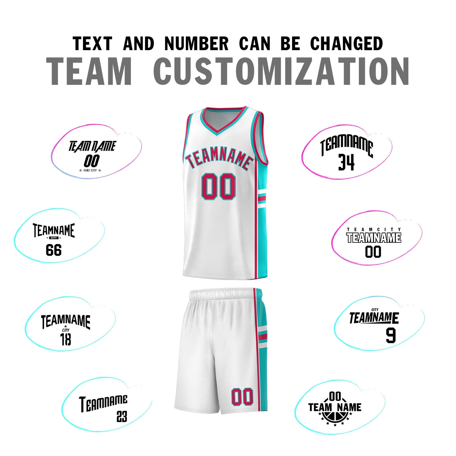 Custom Youth Basketball Jersey - White Aqua Personalized Varsity Two-Tone Uniform