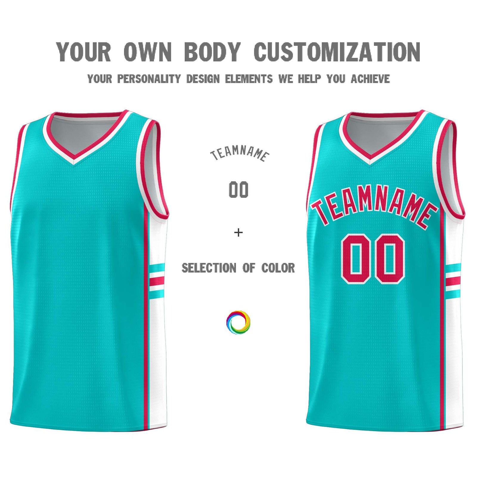 Custom Youth Basketball Jersey - Aqua White Two-Tone Classic Varsity Uniform