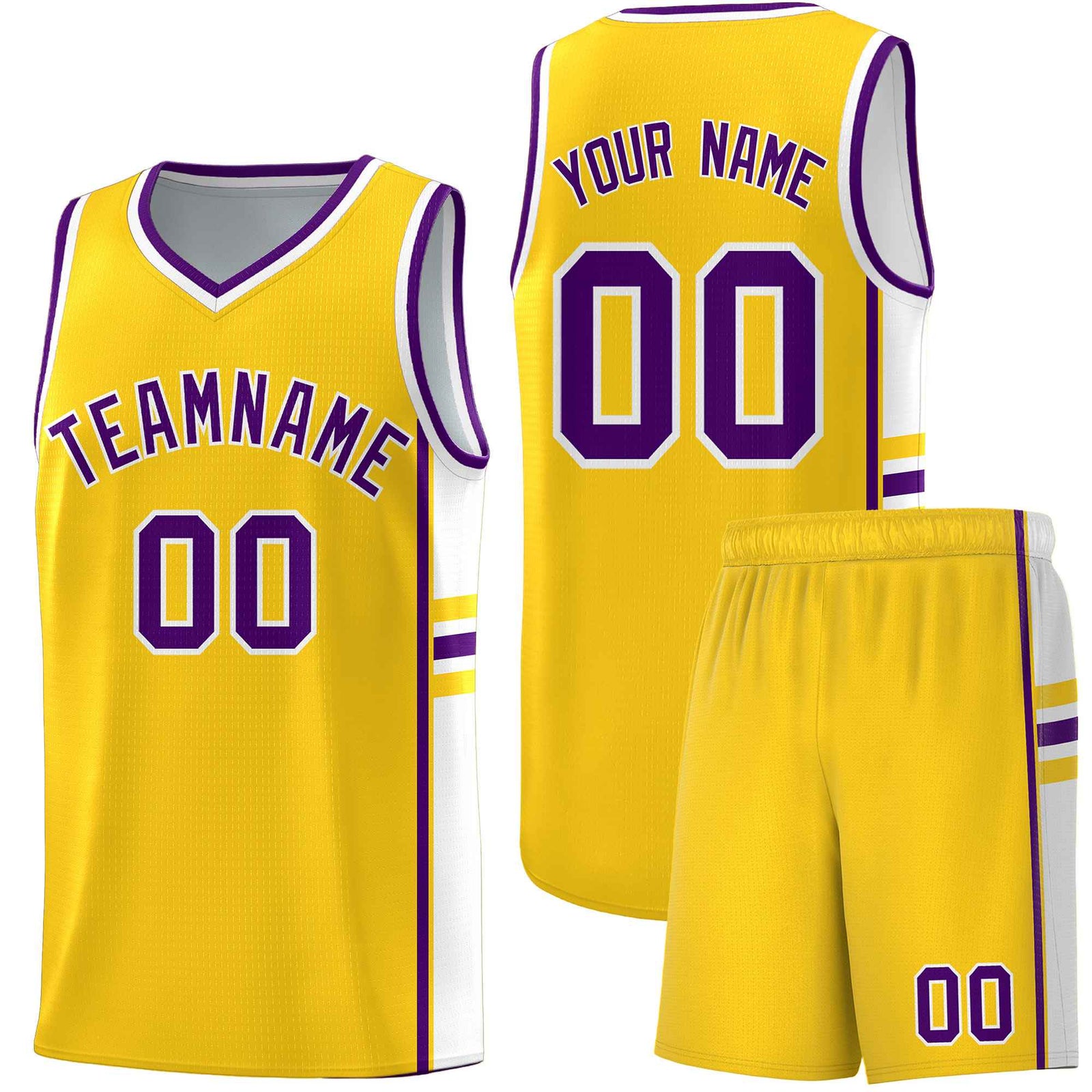 Custom Youth Basketball Jersey - Gold White Two-Tone Classic Varsity Uniform