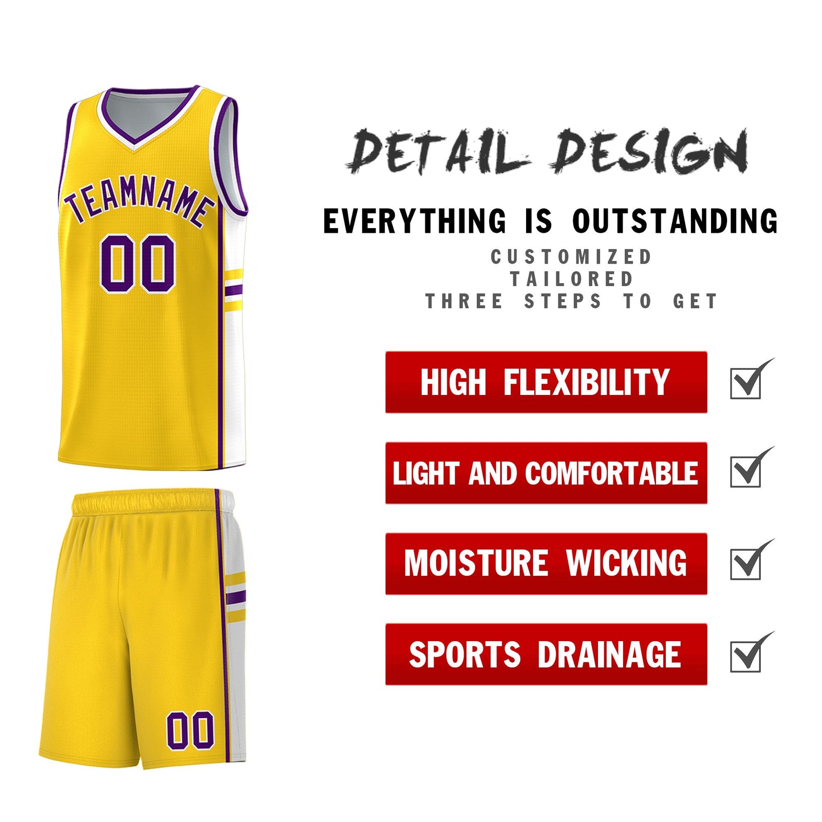 Custom Youth Basketball Jersey - Gold White Two-Tone Classic Varsity Uniform