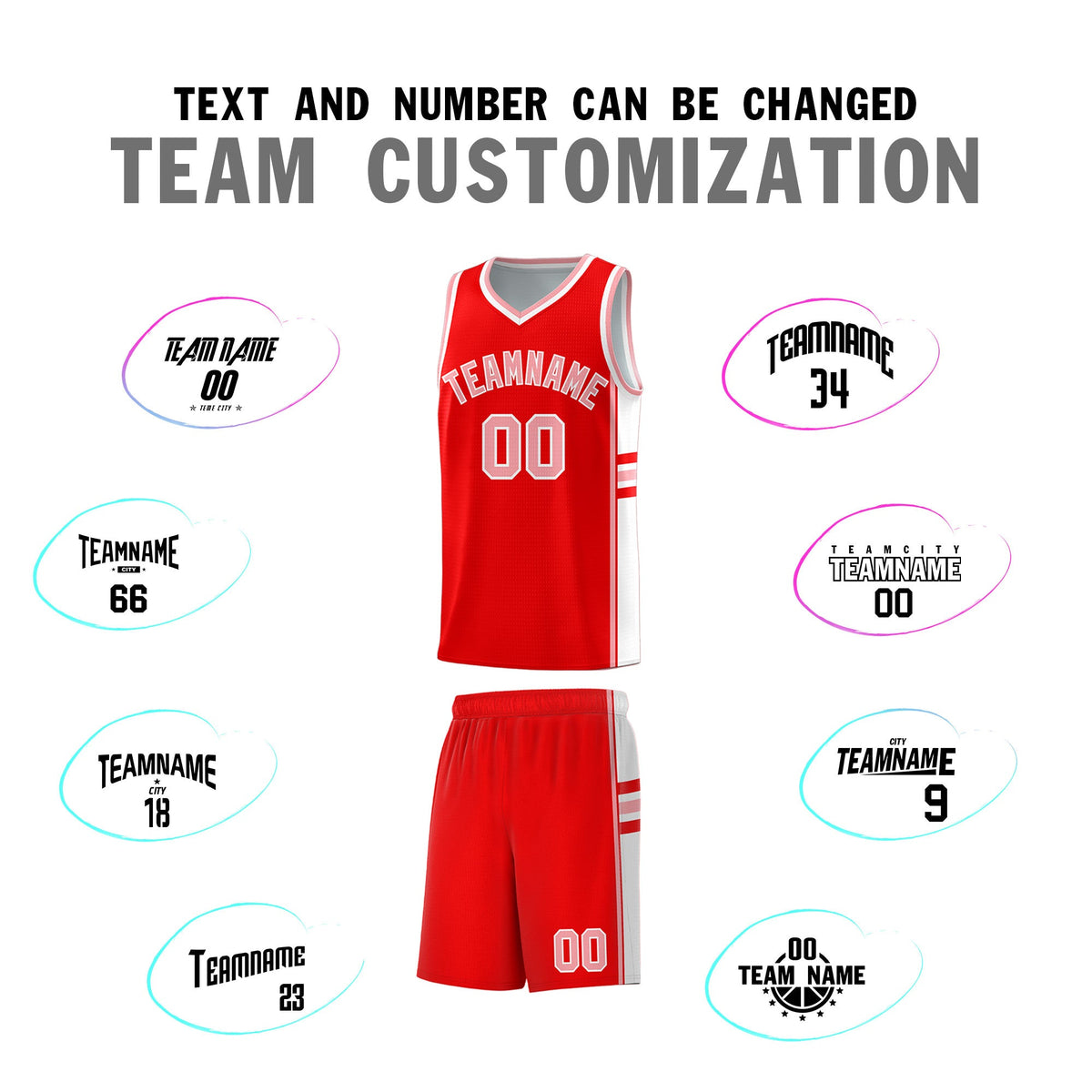 Custom Youth Basketball Jersey - Light Red White Two-Tone Classic Varsity Uniform