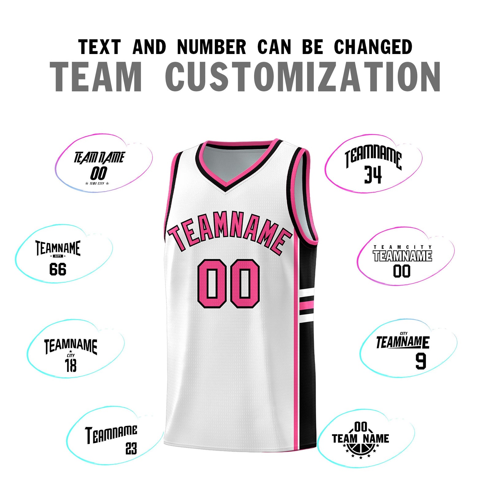 Custom Youth Basketball Jersey - White Pink Personalized Varsity Two-Tone Uniform