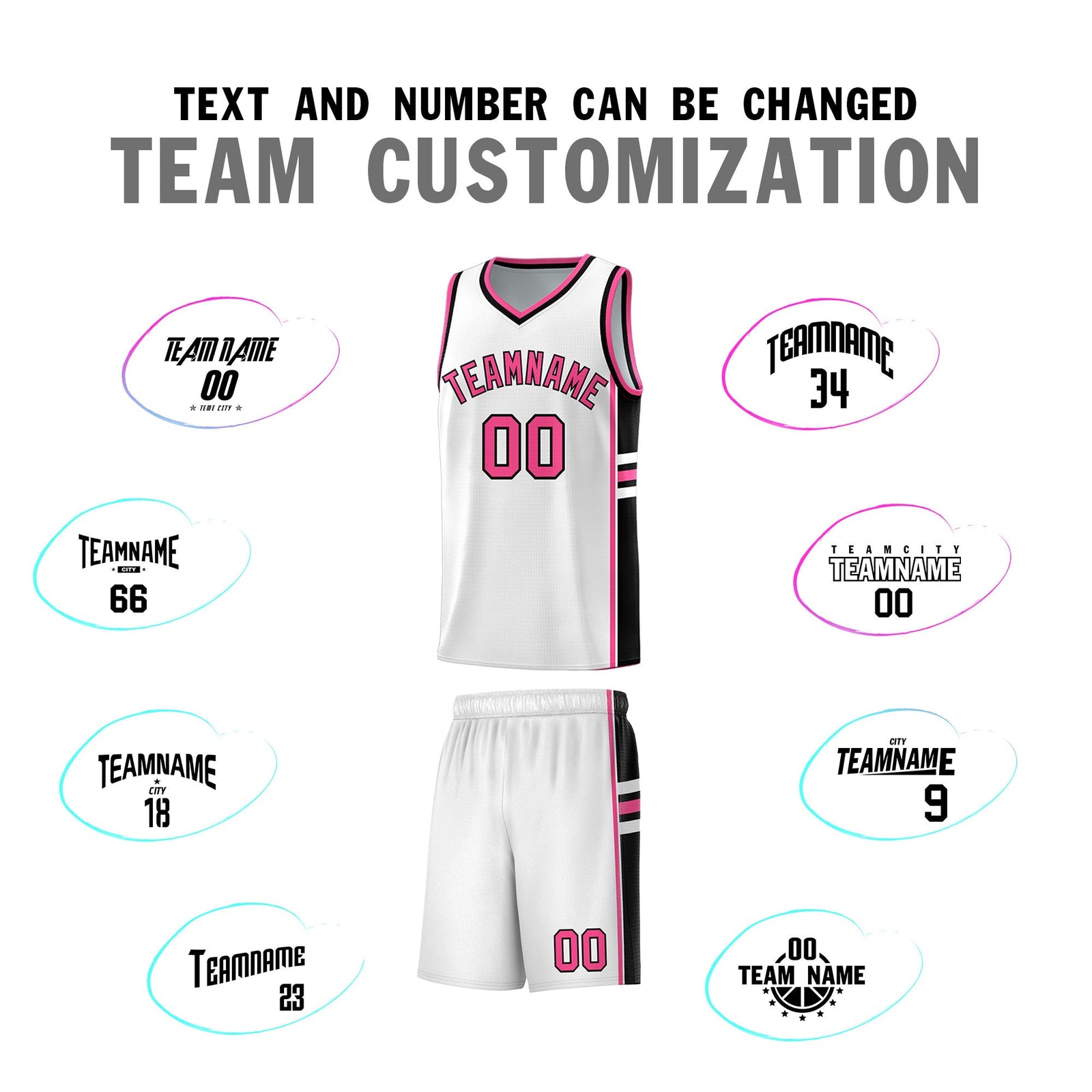 Custom Youth Basketball Jersey - White Pink Personalized Varsity Two-Tone Uniform
