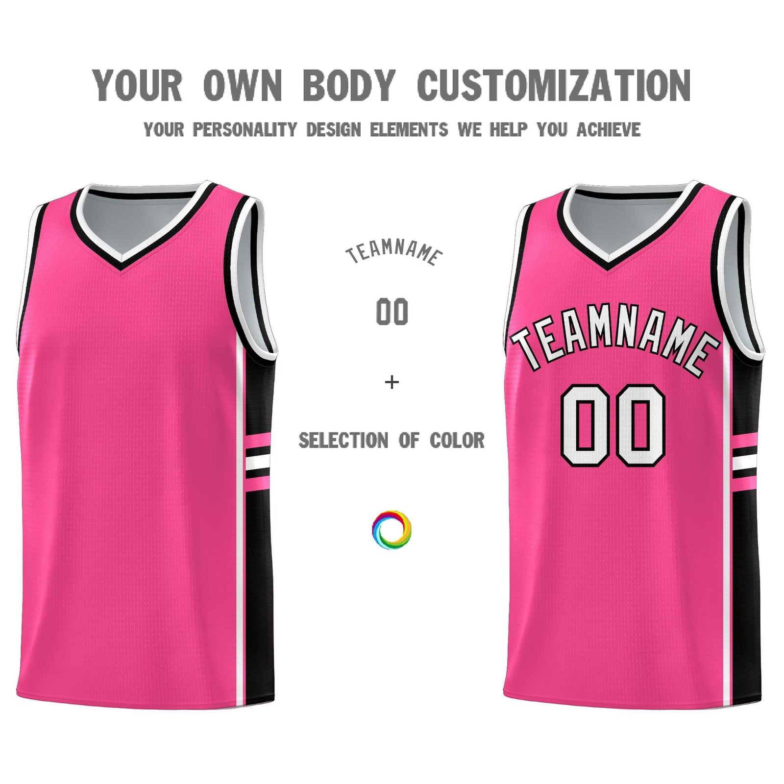 Custom Youth Basketball Jersey - Pink Black Two-Tone Varsity Jersey Set