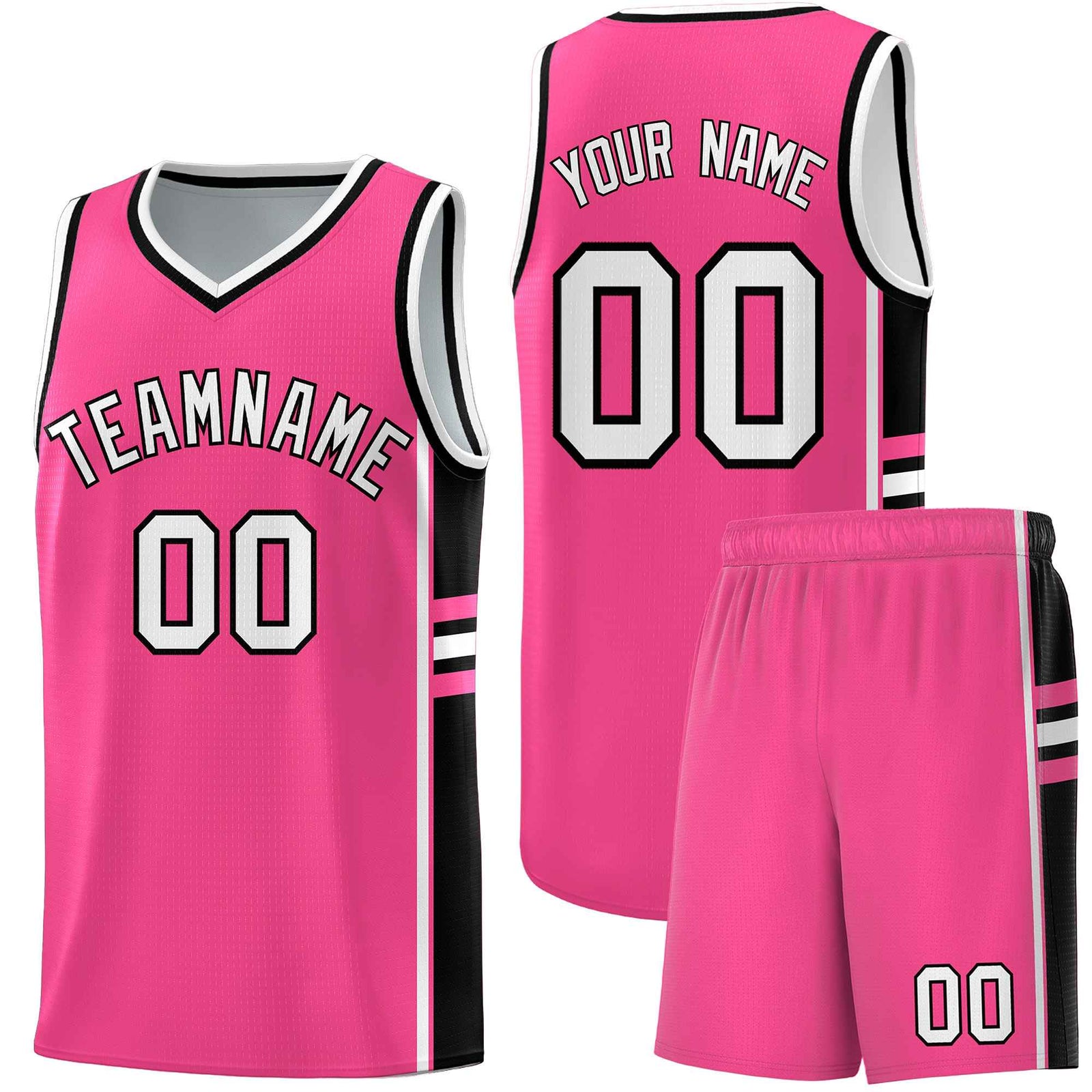 Custom Youth Basketball Jersey - Pink Black Two-Tone Varsity Jersey Set
