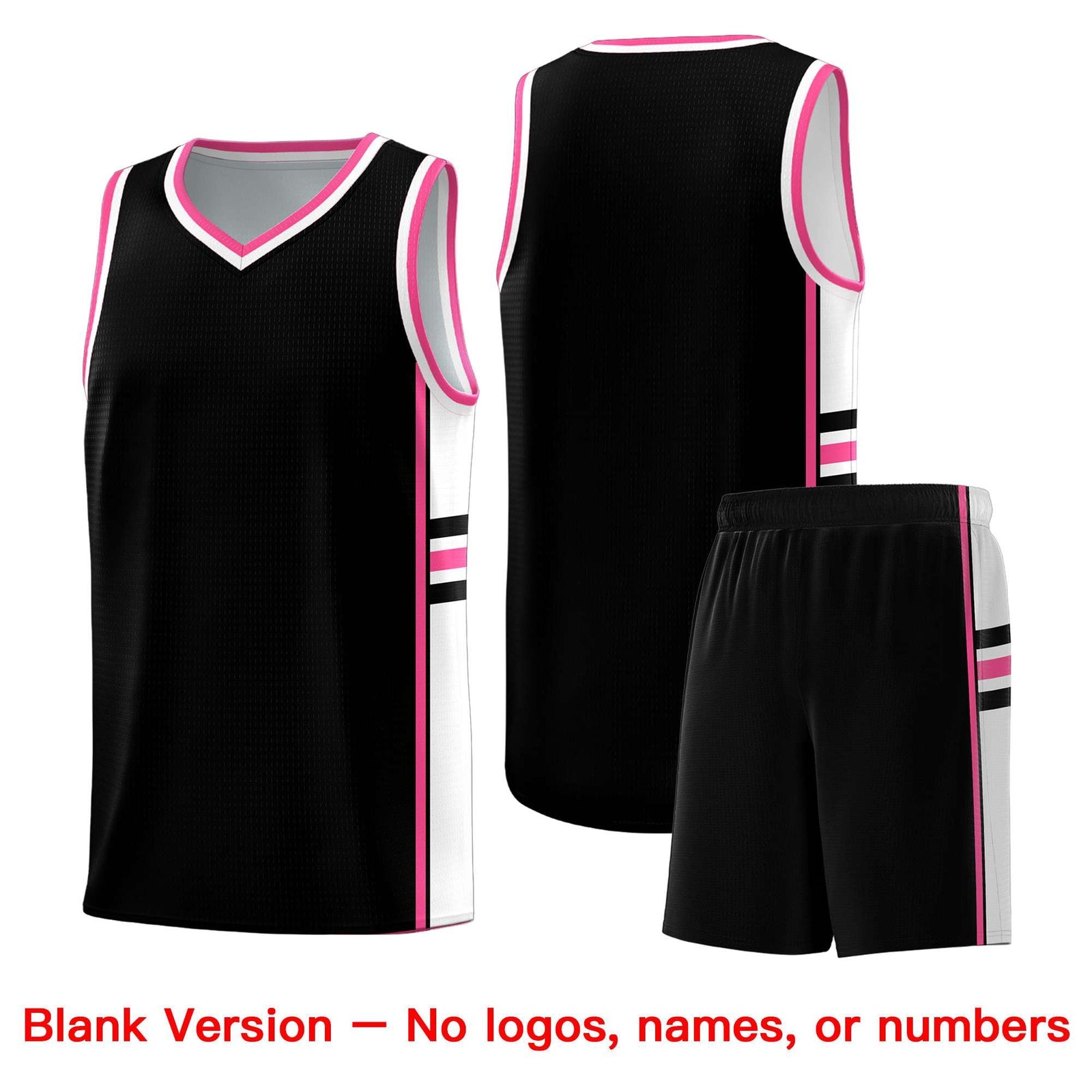 Custom Youth Basketball Jersey - Black Pink Two-Tone Classic Varsity Uniform