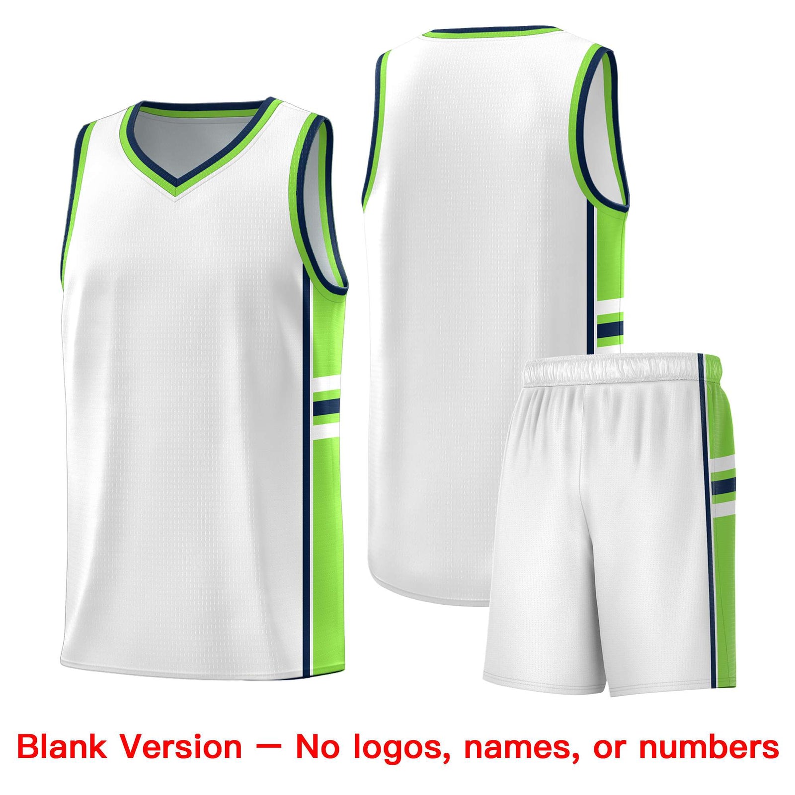 Custom Youth Basketball Jersey - White Fluorescent Green Two-Tone Varsity Jersey Set