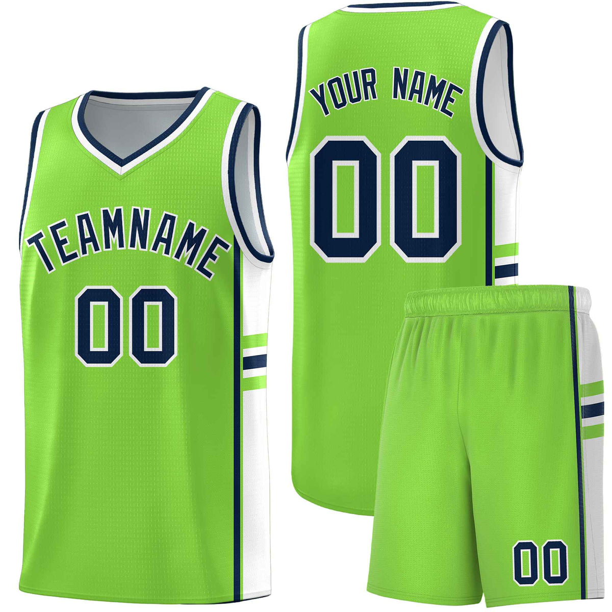 Custom Youth Basketball Jersey - Fluorescent Green White Two-Tone Classic Varsity Uniform