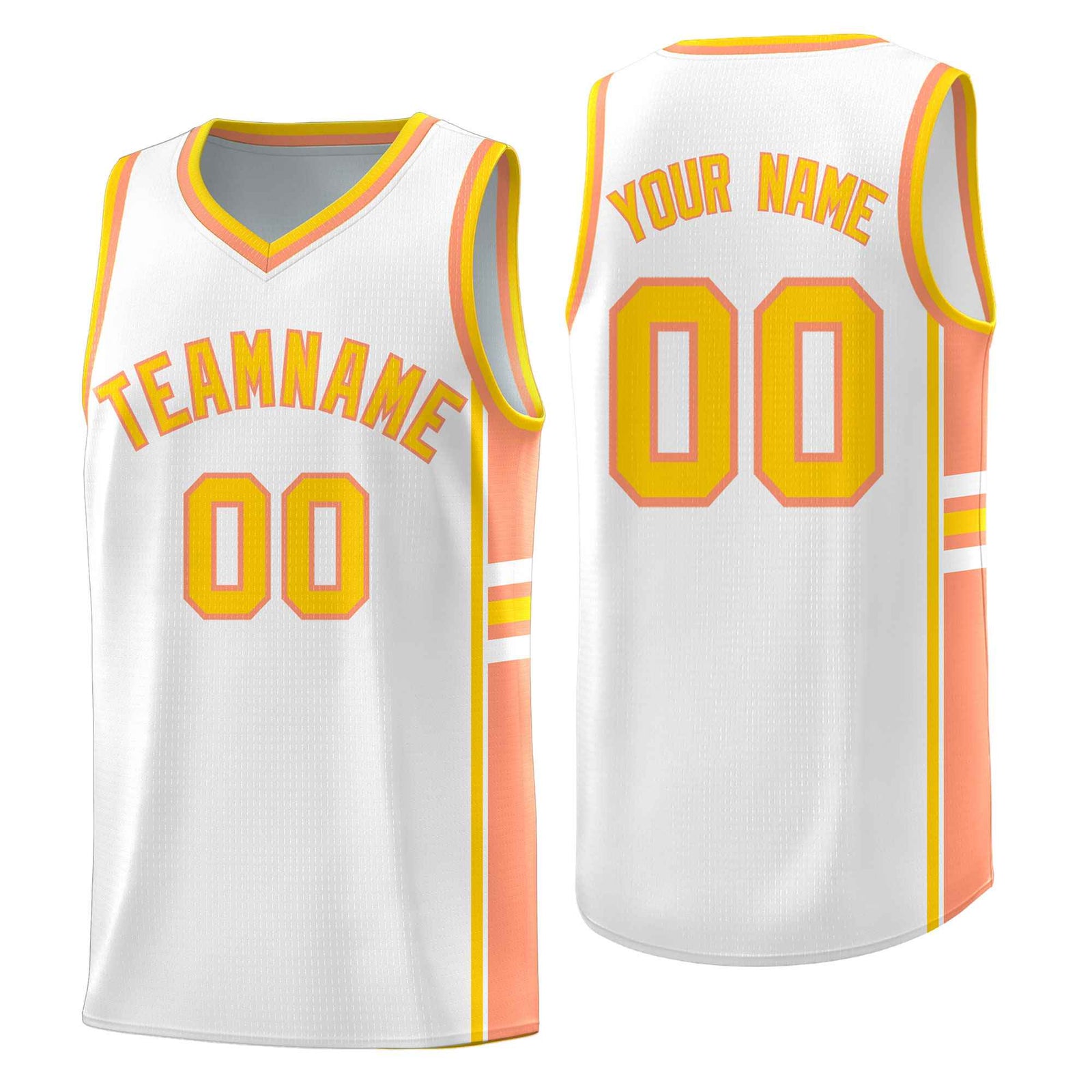 Custom Youth Basketball Jersey - White Light Orange Two-Tone Varsity Jersey Set