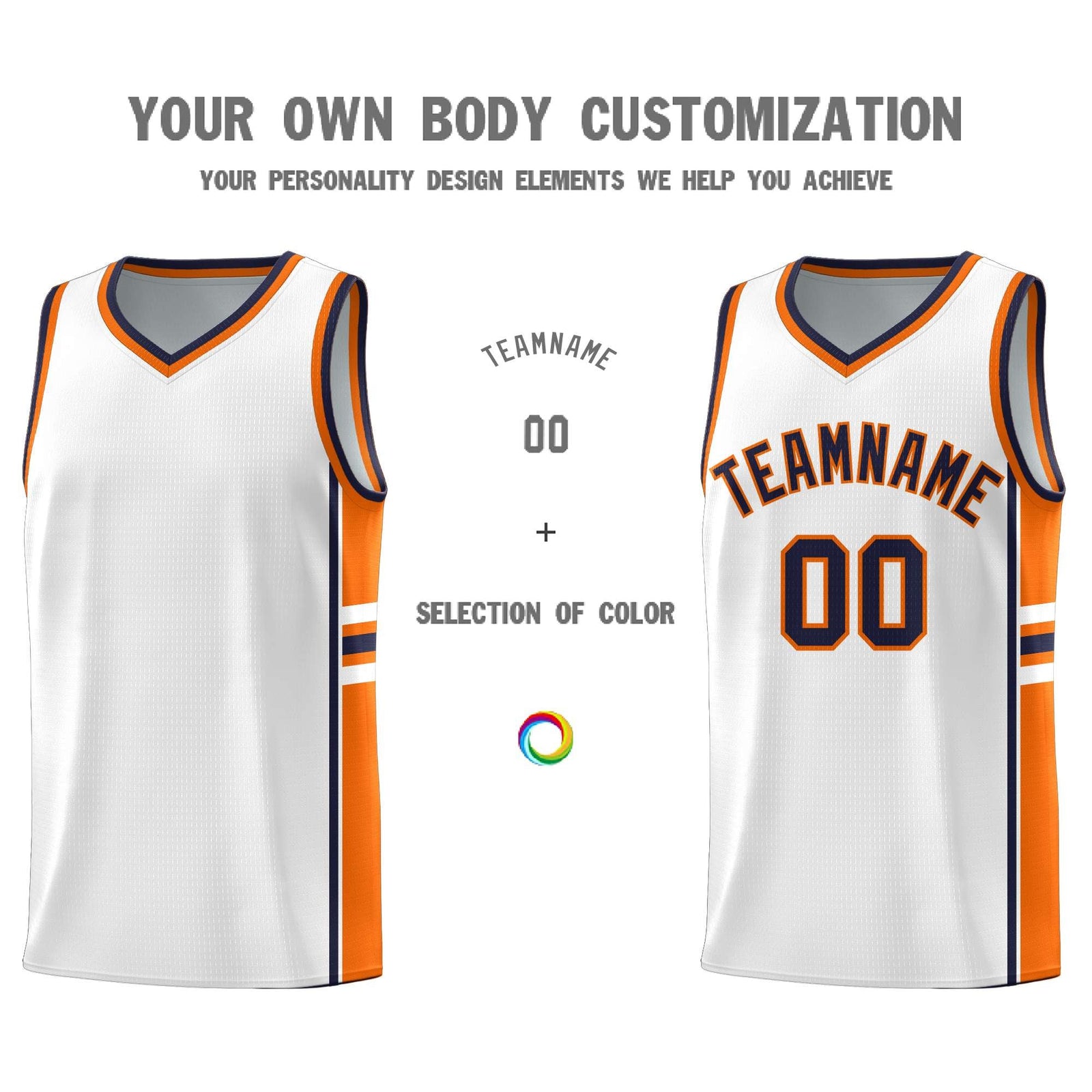 Custom Youth Basketball Jersey - White Orange Two-Tone Varsity Jersey Set