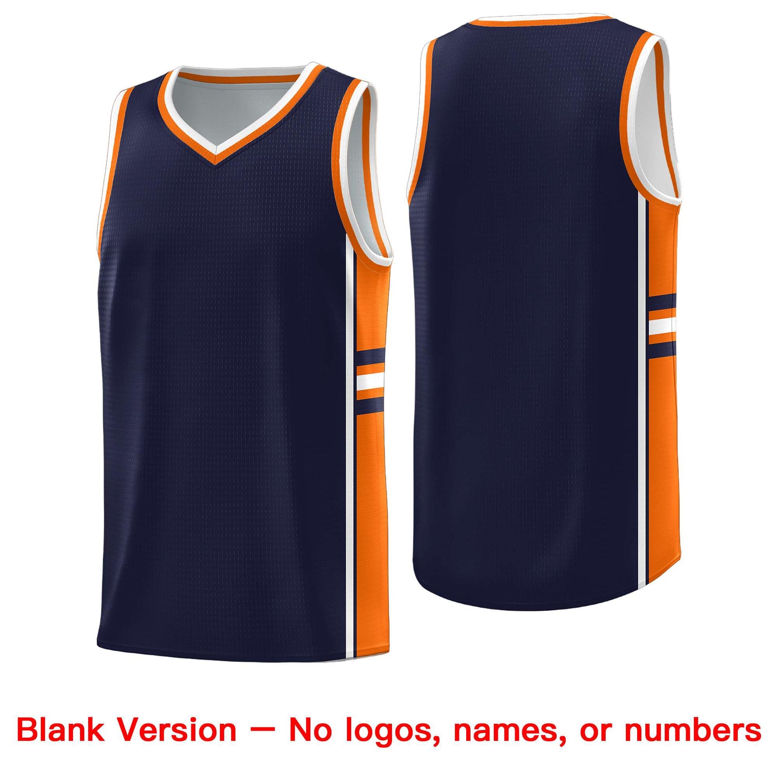 Custom Youth Basketball Jersey - Navy Orange Two-Tone Classic Varsity Uniform