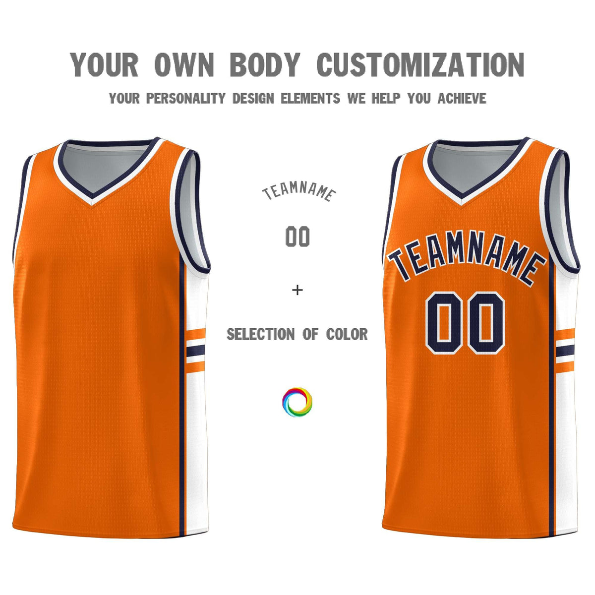 Custom Youth Basketball Jersey - Orange White Personalized Varsity Two-Tone Uniform