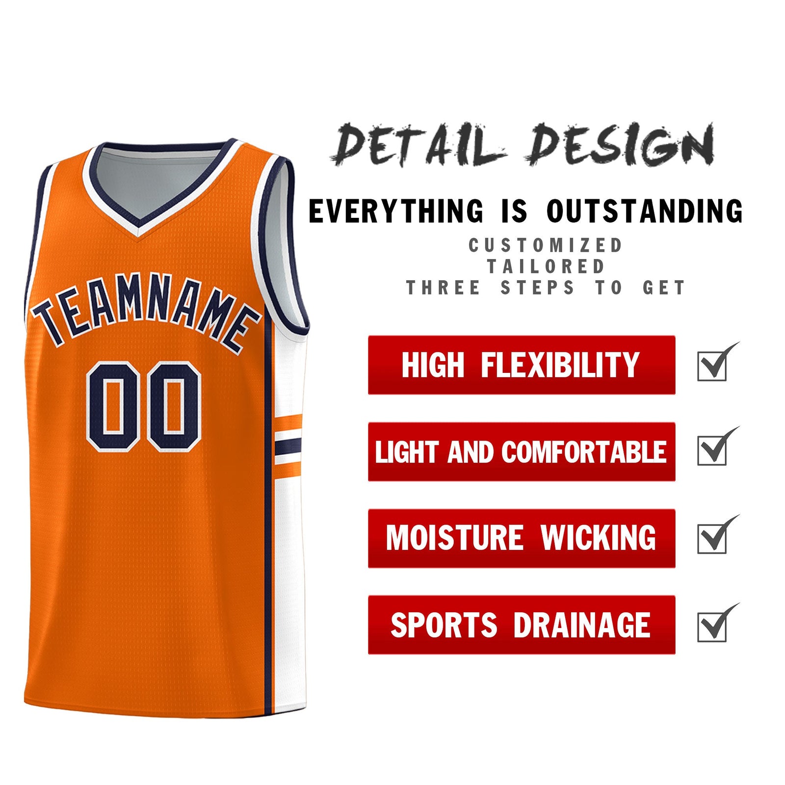 Custom Youth Basketball Jersey - Orange White Personalized Varsity Two-Tone Uniform