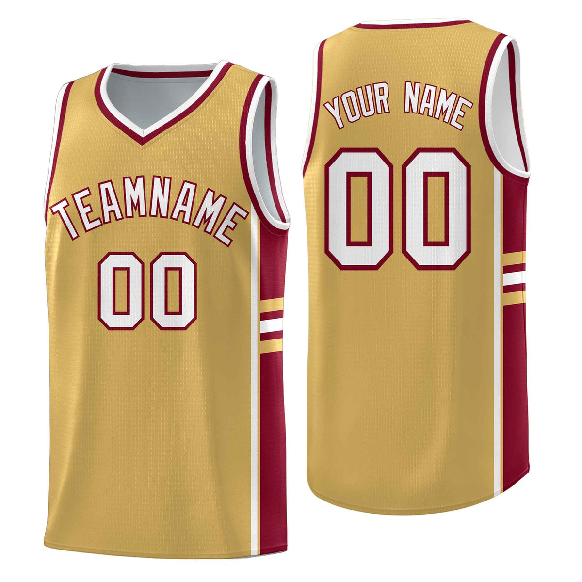 Custom Youth Basketball Jersey - Old Gold Crimson Two-Tone Classic Varsity Uniform