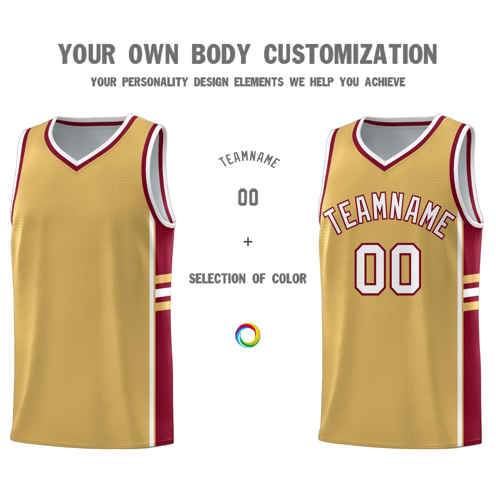 Custom Youth Basketball Jersey - Old Gold Crimson Two-Tone Classic Varsity Uniform