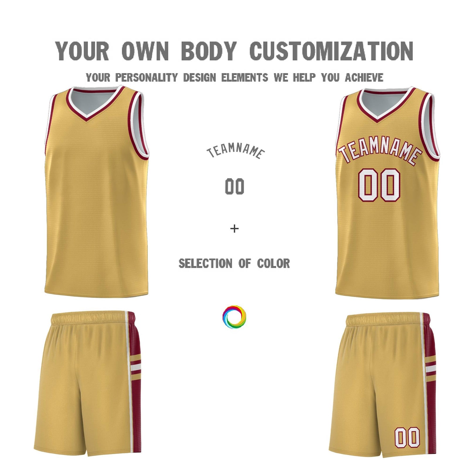 Custom Youth Basketball Jersey - Old Gold Crimson Two-Tone Classic Varsity Uniform