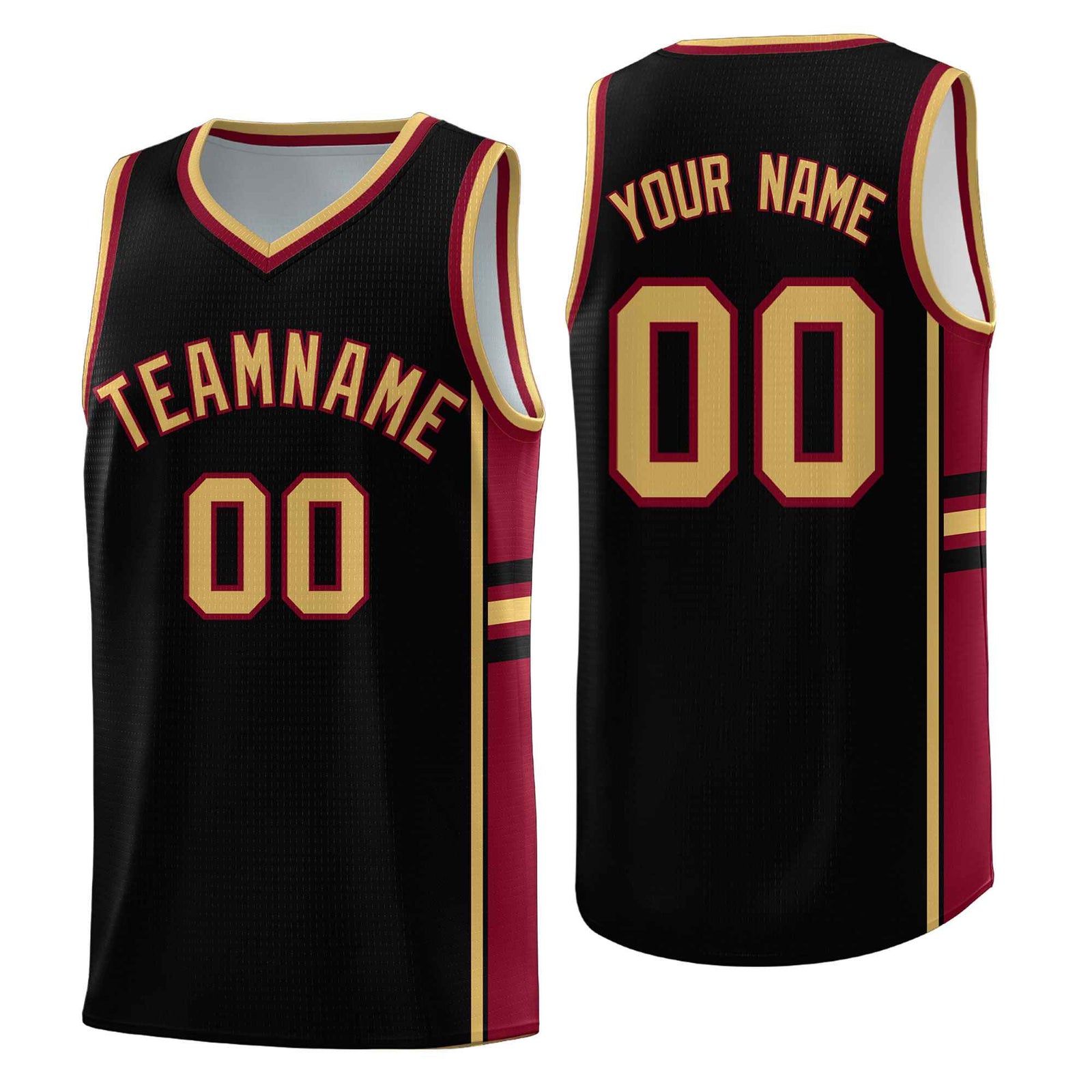 Custom Youth Basketball Jersey - Black Crimson Two-Tone Varsity Jersey Set