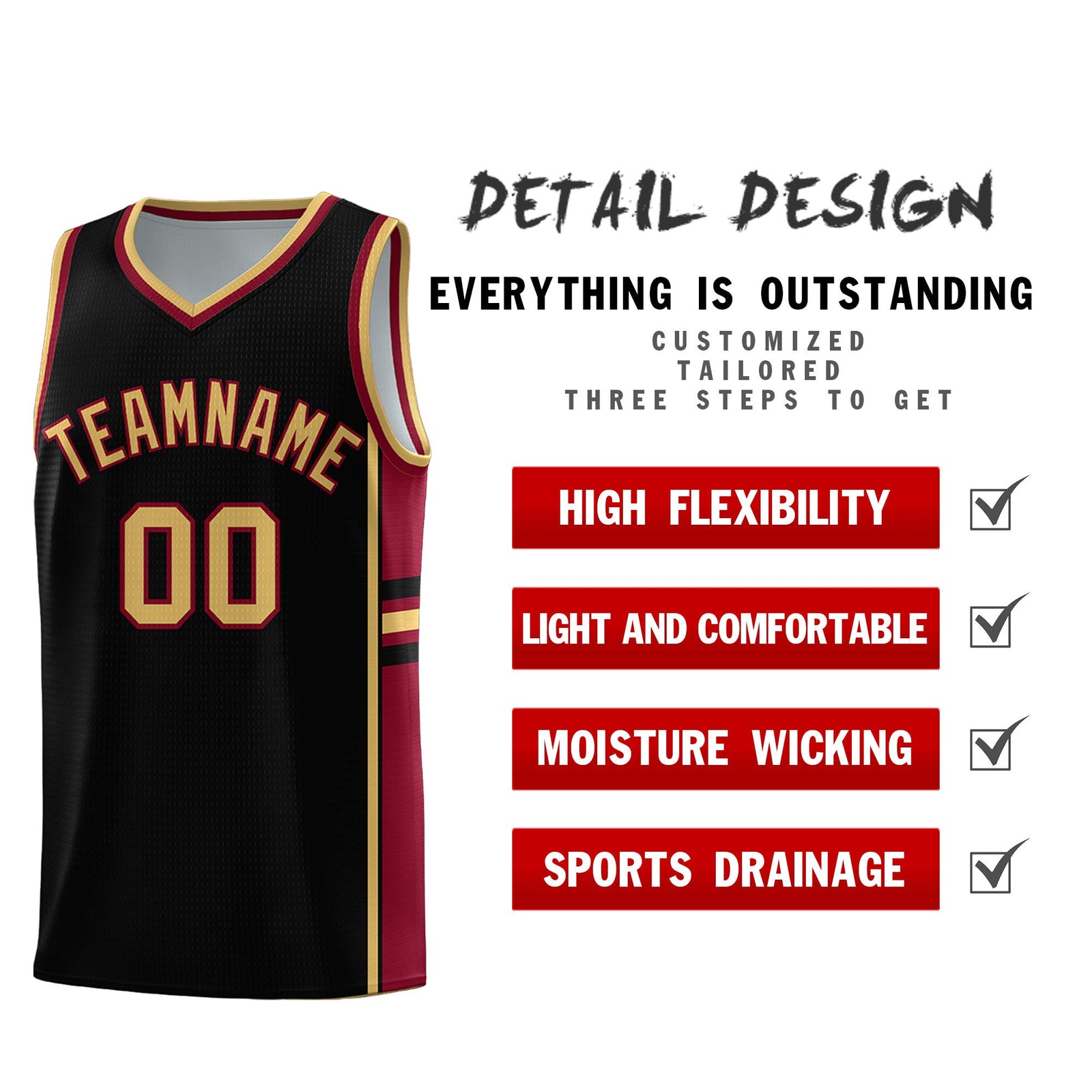 Custom Youth Basketball Jersey - Black Crimson Two-Tone Varsity Jersey Set
