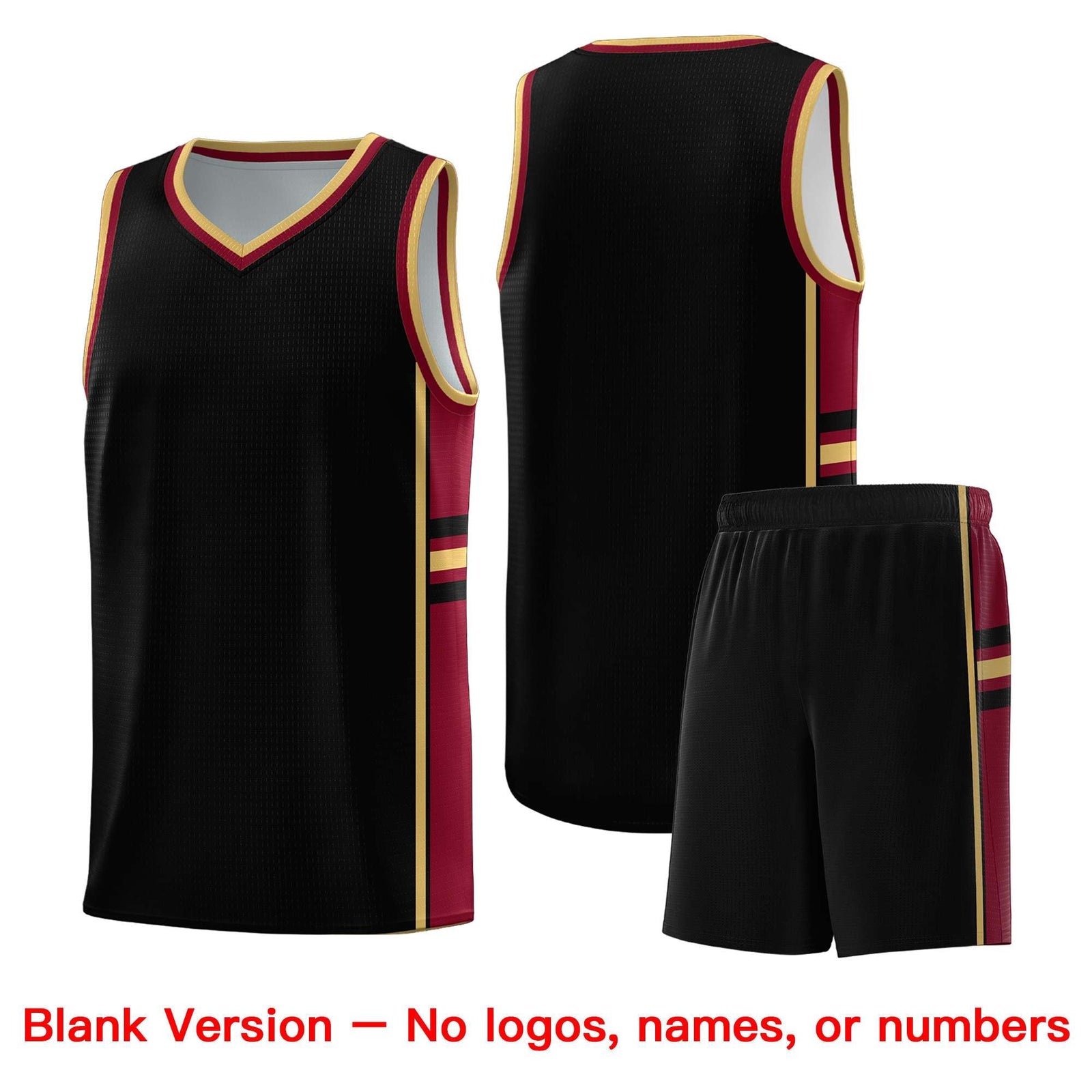 Custom Youth Basketball Jersey - Black Crimson Two-Tone Varsity Jersey Set
