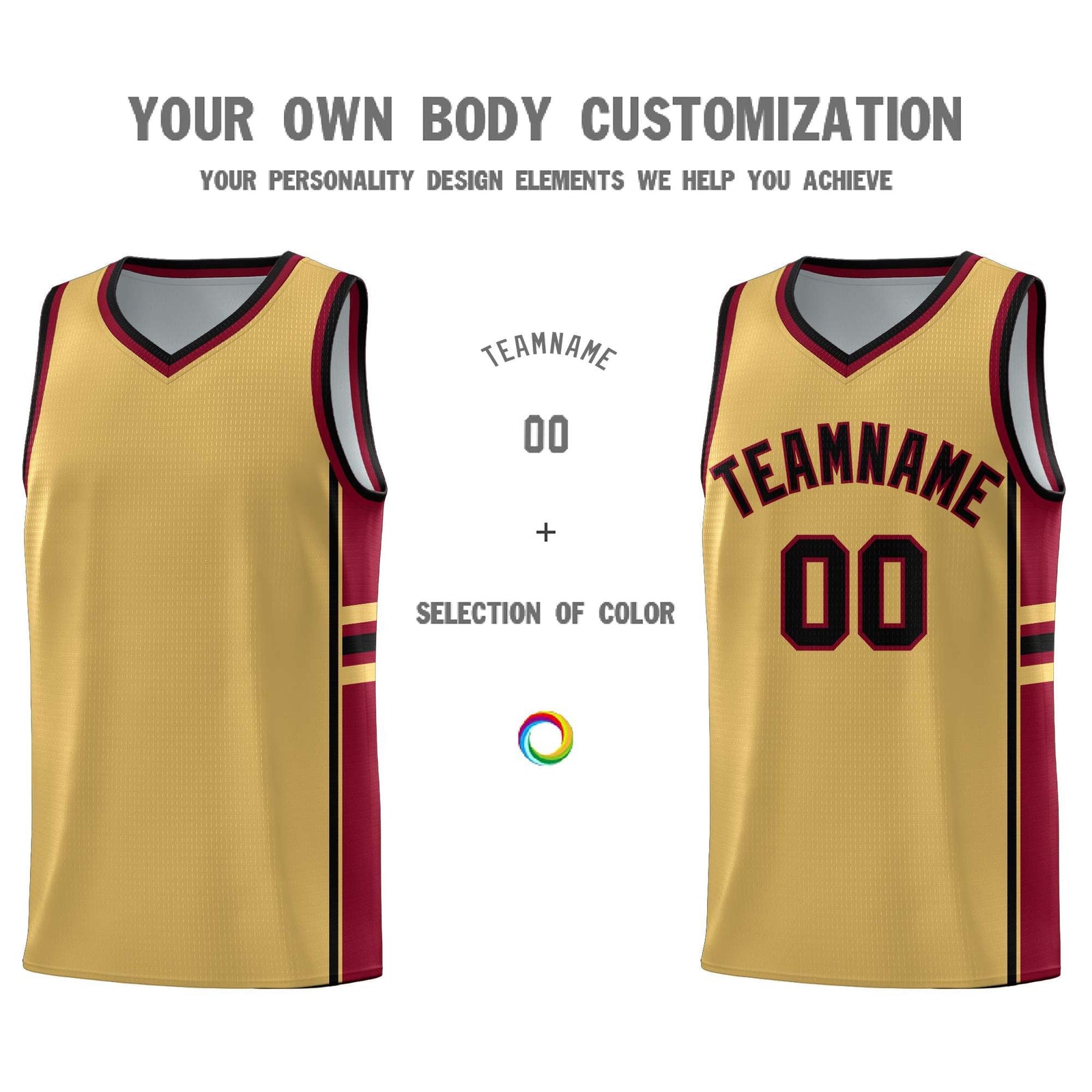 Custom Youth Basketball Jersey - Old Gold Crimson Two-Tone Classic Varsity Uniform