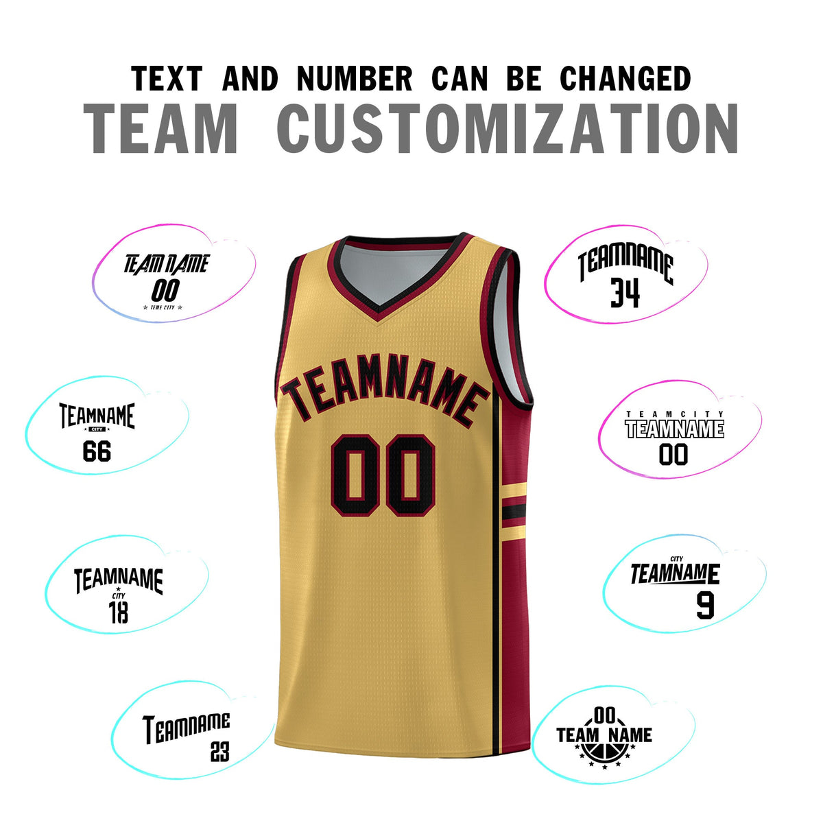 Custom Youth Basketball Jersey - Old Gold Crimson Two-Tone Classic Varsity Uniform