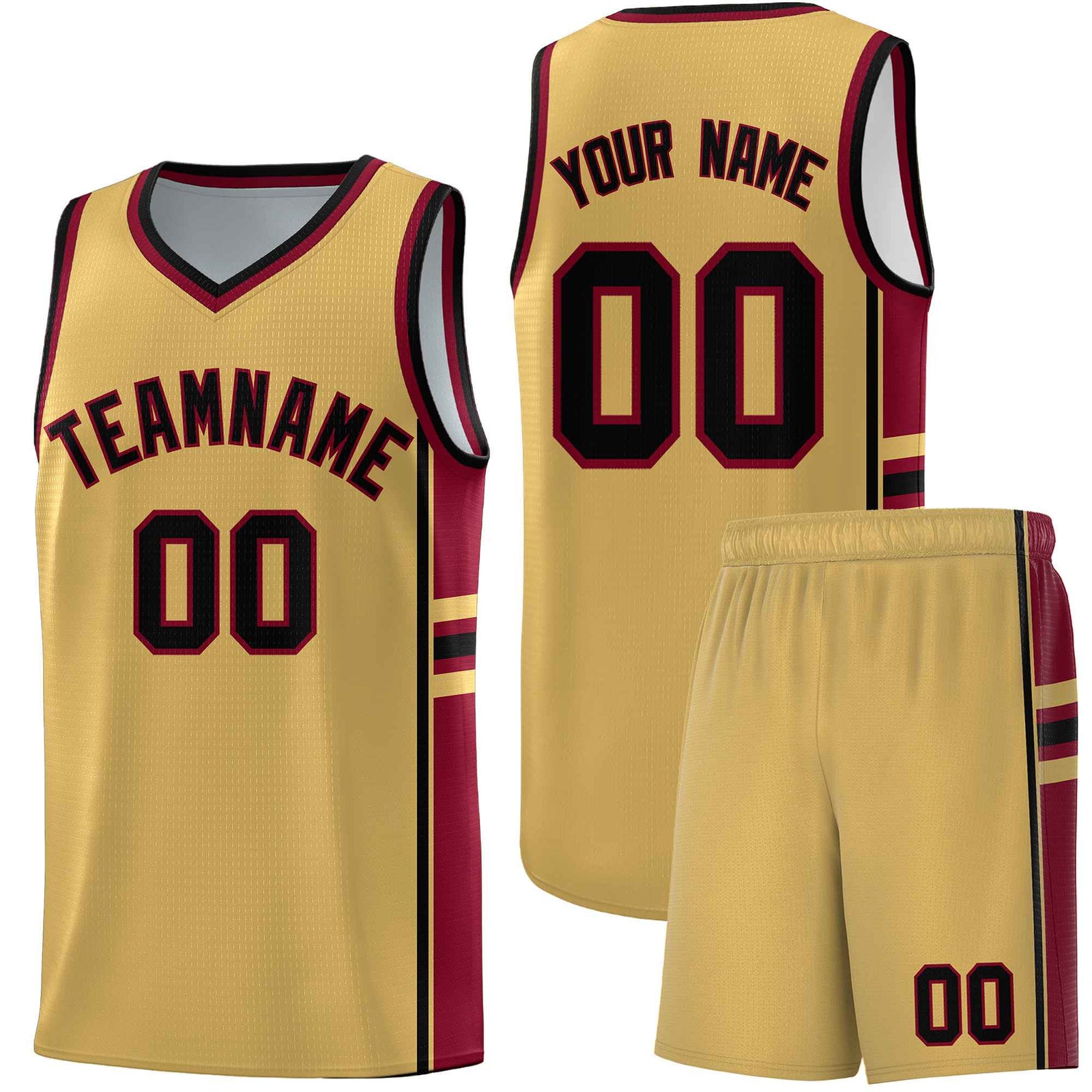 Custom Youth Basketball Jersey - Old Gold Crimson Two-Tone Classic Varsity Uniform