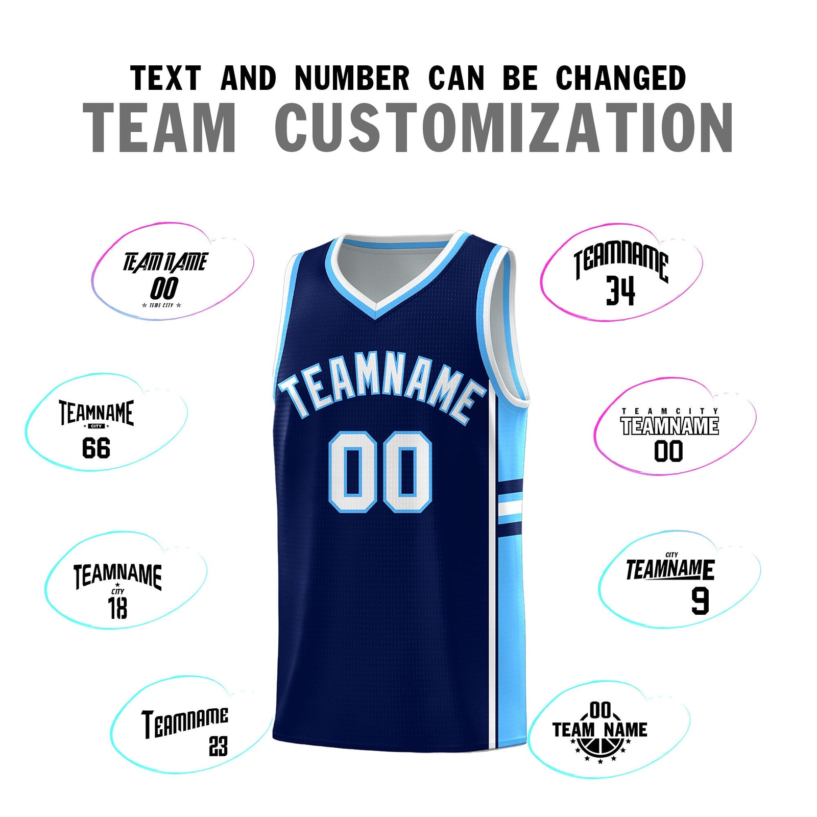 Custom Youth Basketball Jersey - Navy Powder Blue Two-Tone Classic Varsity Uniform
