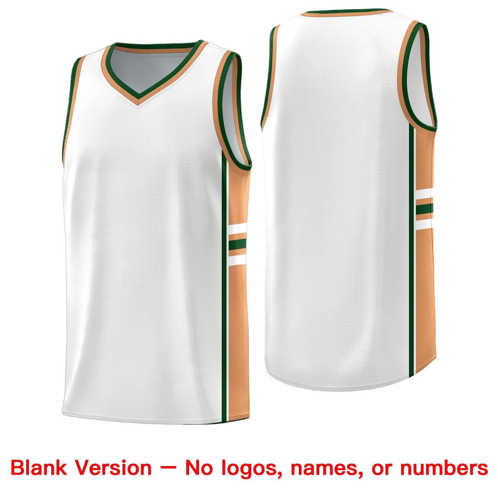 Custom Youth Basketball Jersey - White Buckskin Brown Two-Tone Varsity Jersey Set