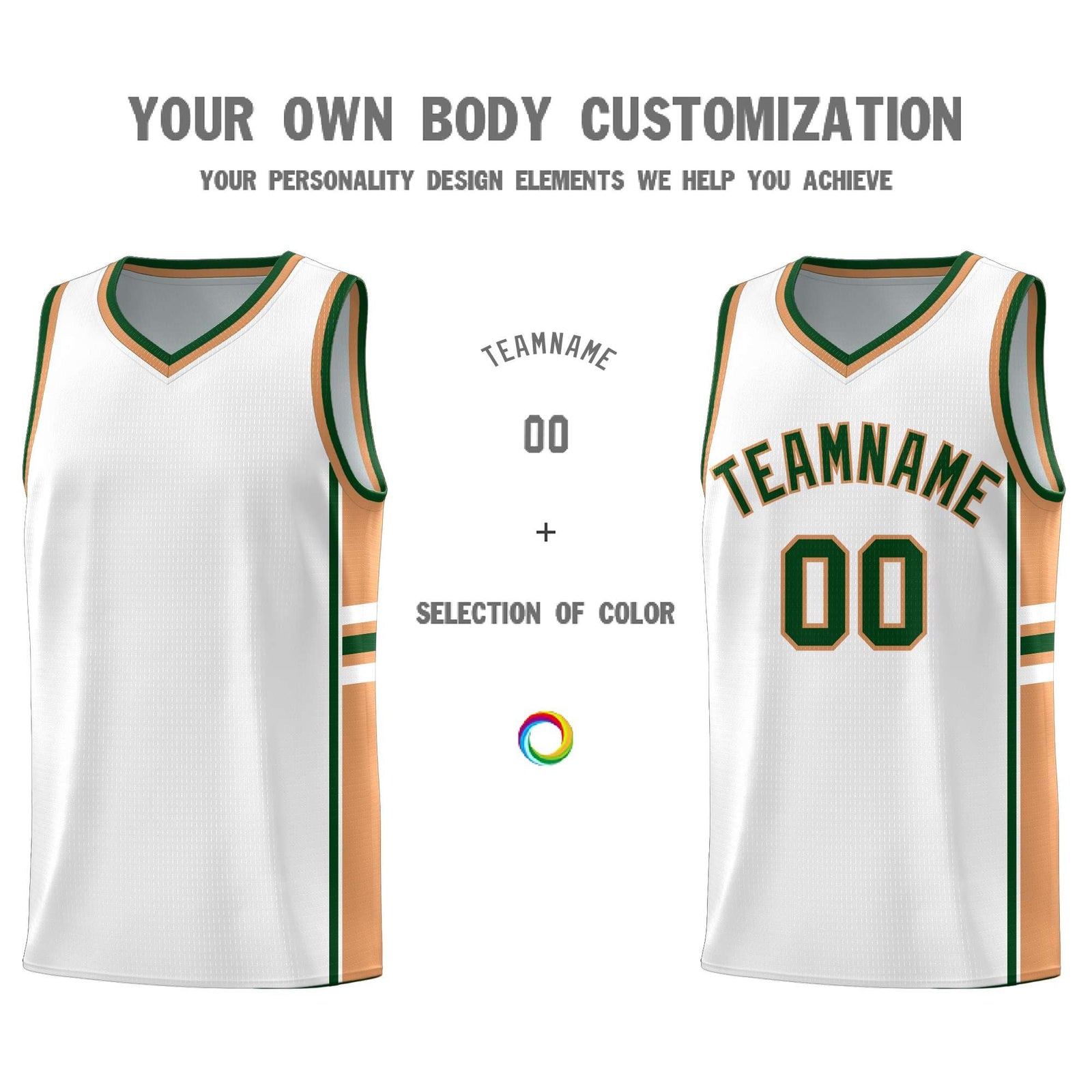 Custom Youth Basketball Jersey - White Buckskin Brown Two-Tone Varsity Jersey Set