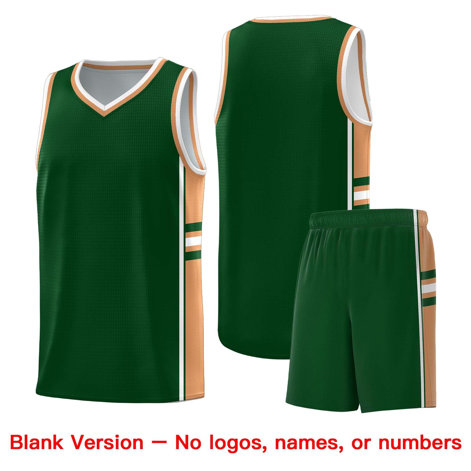 Custom Youth Basketball Jersey - Green Buckskin Brown Two-Tone Classic Varsity Uniform