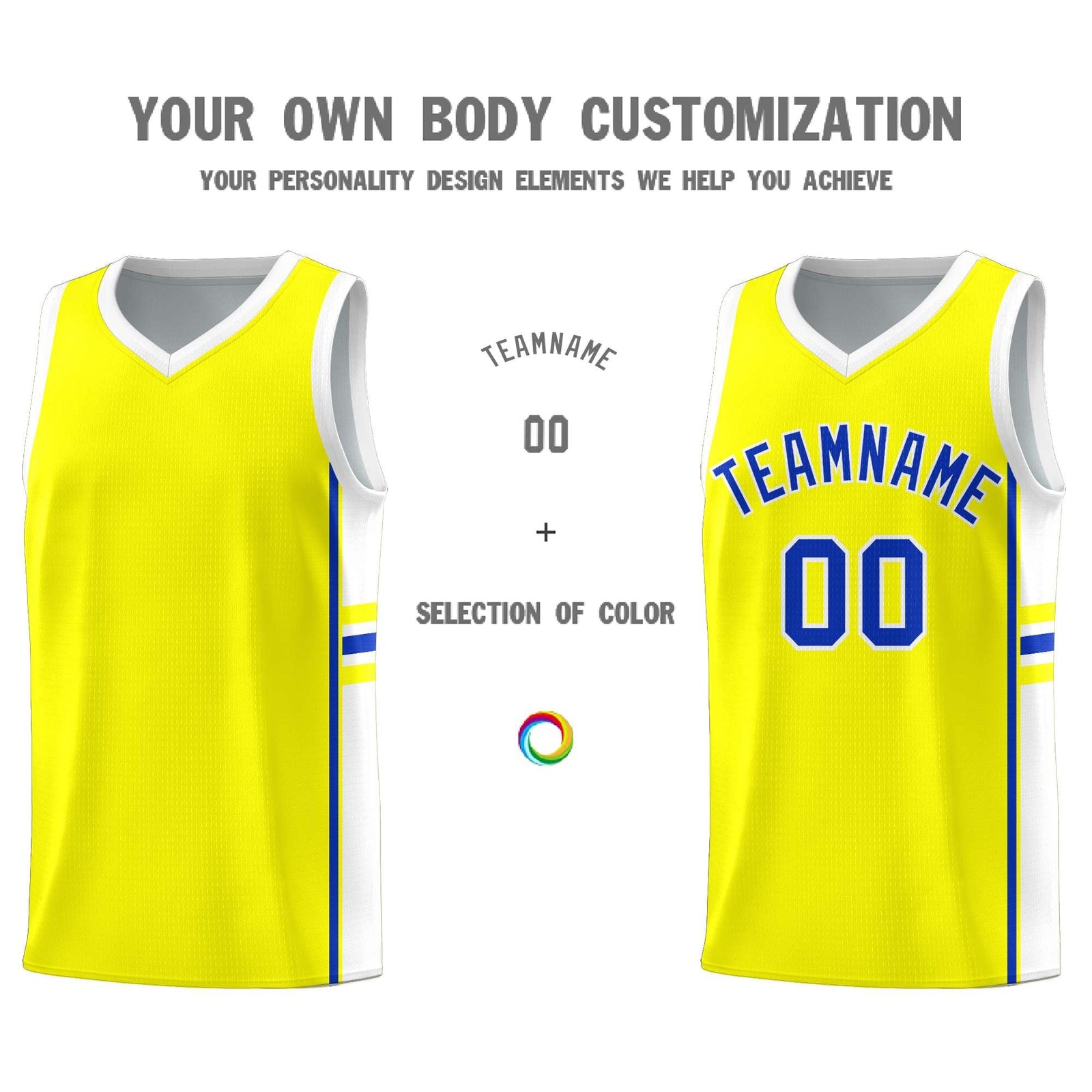 Custom Youth Basketball Jersey - Fluorescent Yellow White Two-Tone Classic Varsity Uniform