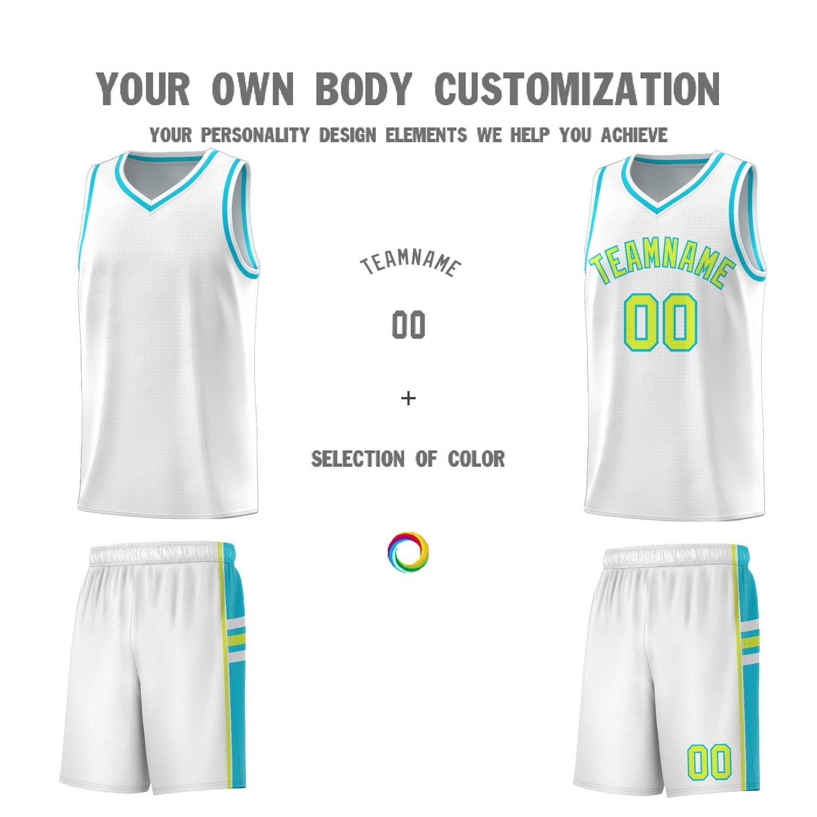 Custom Youth Basketball Jersey - White Sky Blue Two-Tone Varsity Jersey Set