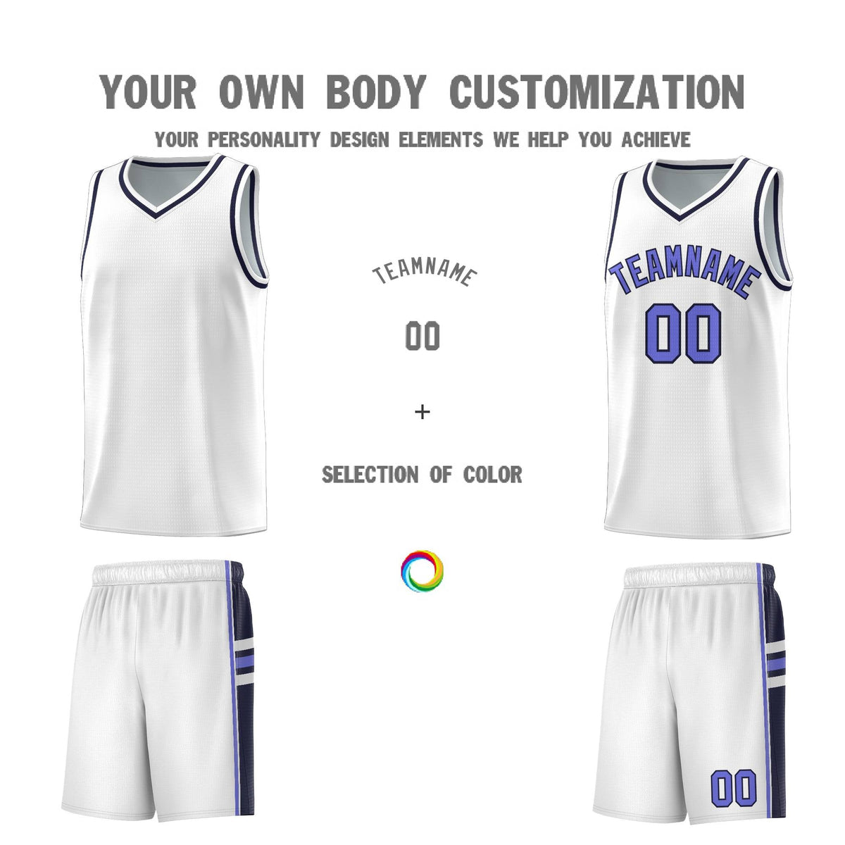 Custom Youth Basketball Jersey - White Navy Two-Tone Varsity Jersey Set