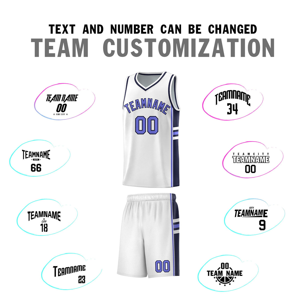 Custom Youth Basketball Jersey - White Navy Two-Tone Varsity Jersey Set