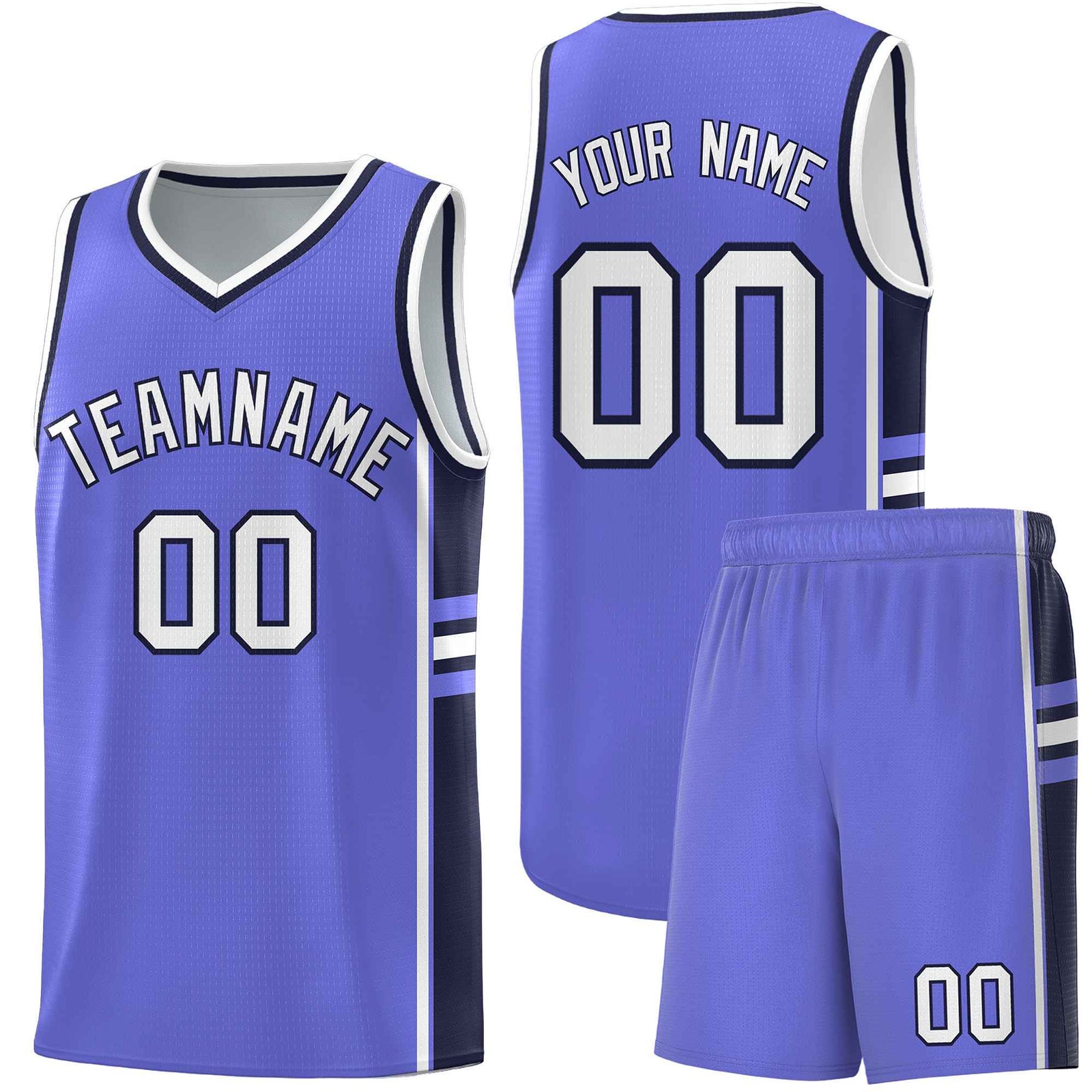 Custom Youth Basketball Jersey - Purple Navy Two-Tone Classic Varsity Uniform