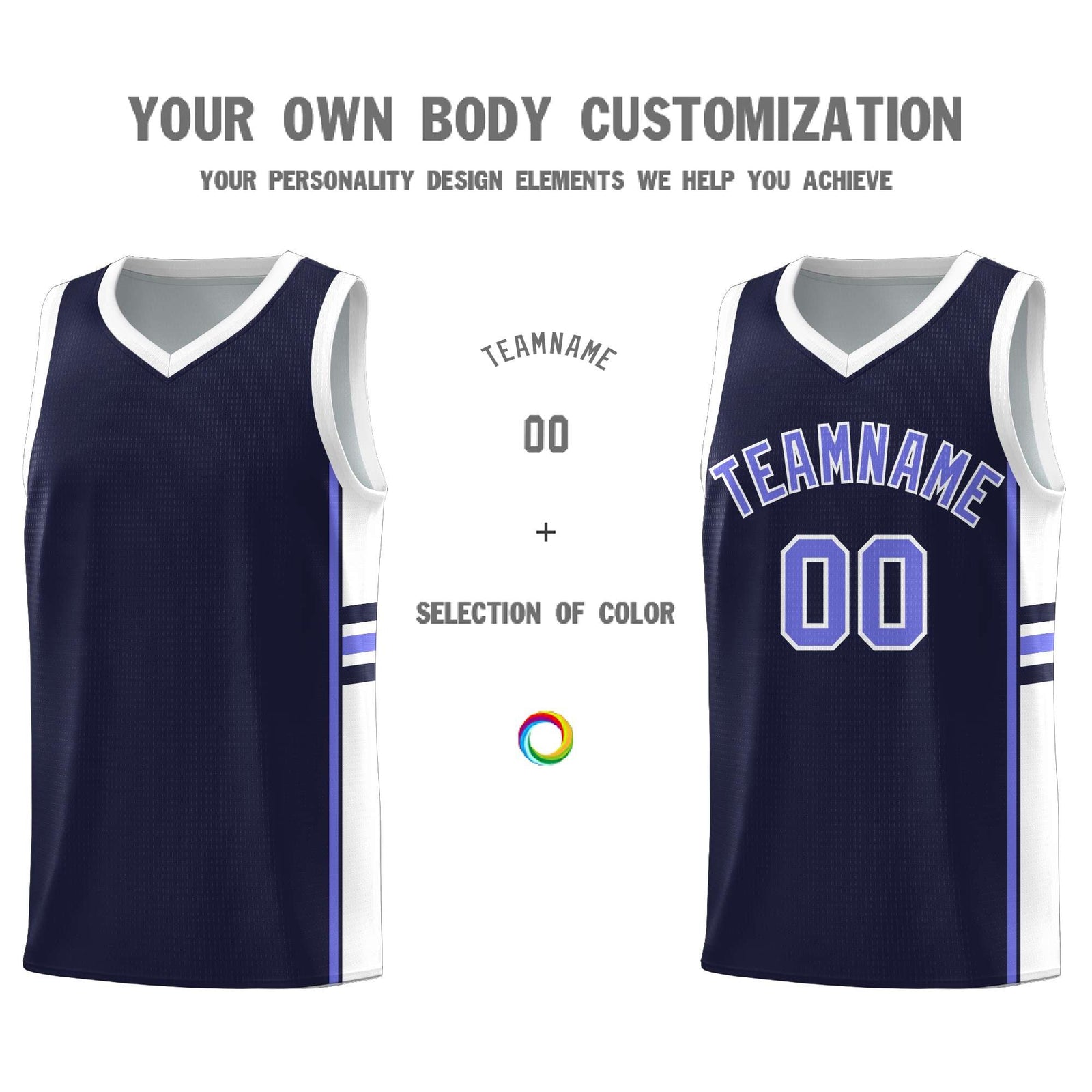 Custom Youth Basketball Jersey - Navy White Personalized Varsity Two-Tone Uniform
