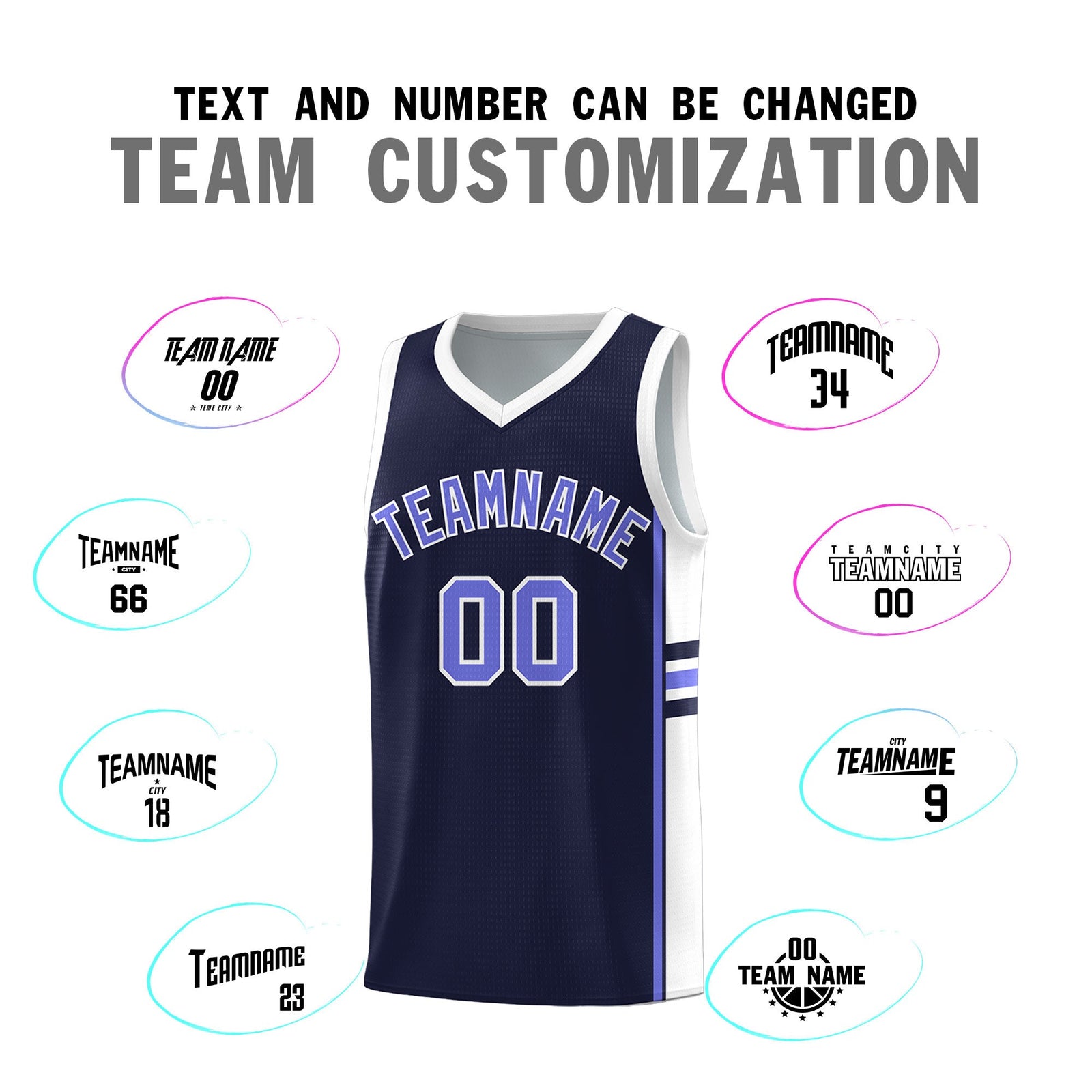 Custom Youth Basketball Jersey - Navy White Personalized Varsity Two-Tone Uniform