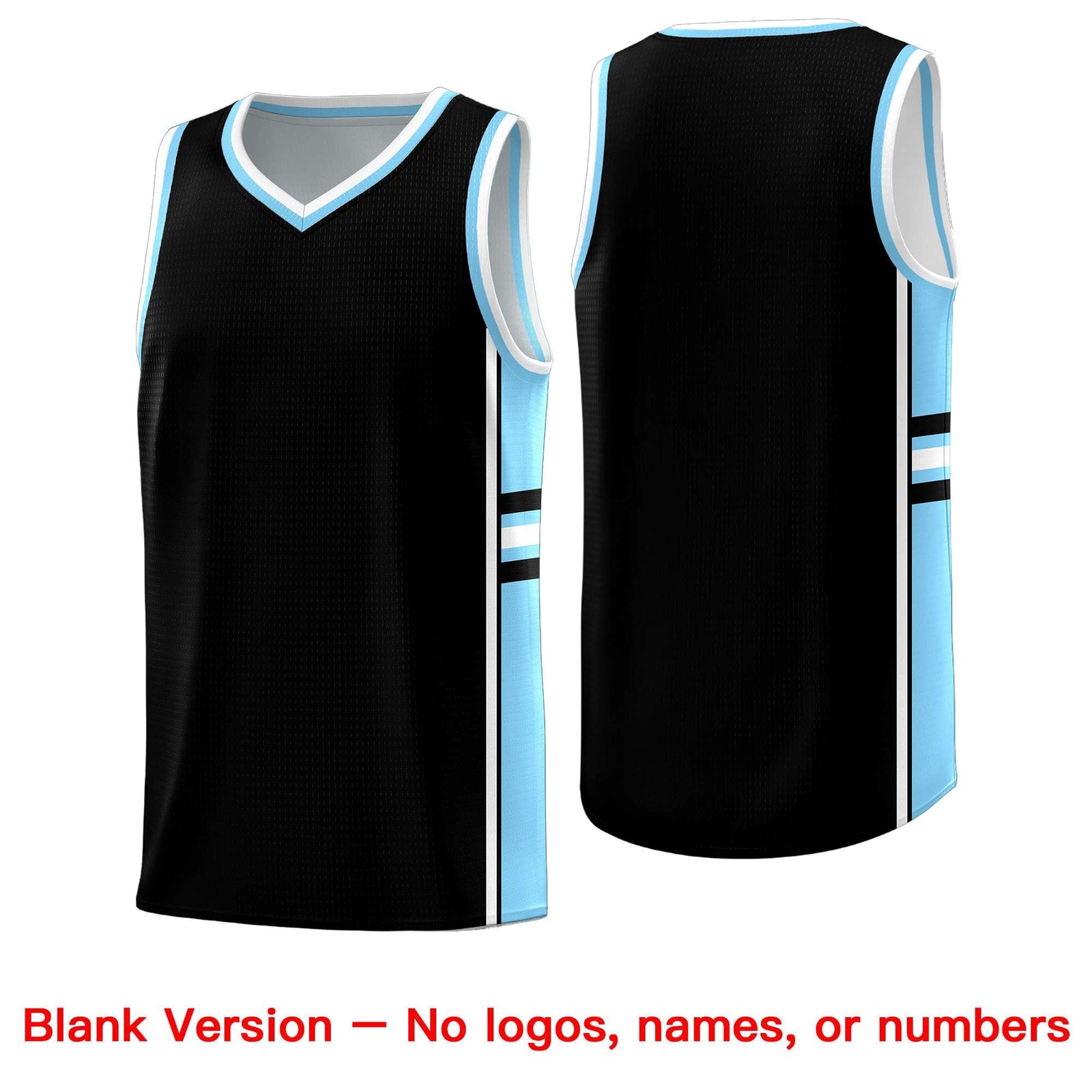 Custom Youth Basketball Jersey - Black Light Blue Two-Tone Classic Varsity Uniform