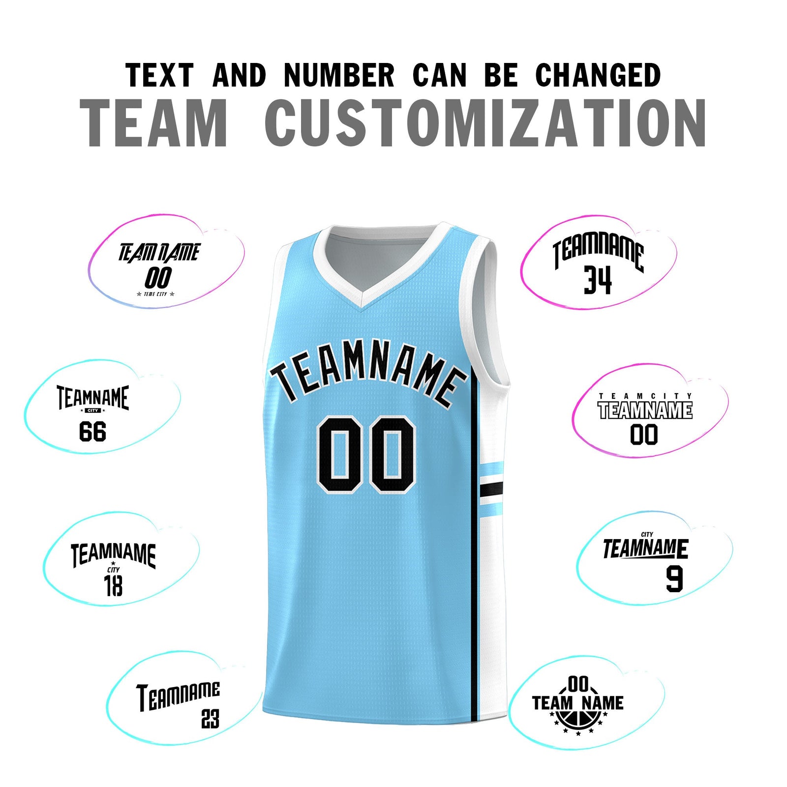 Custom Youth Basketball Jersey - Light Blue White Personalized Varsity Two-Tone Uniform