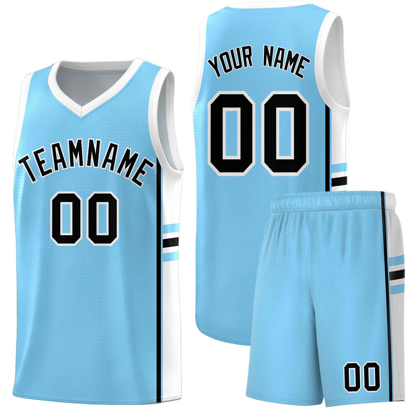 Custom Youth Basketball Jersey - Light Blue White Personalized Varsity Two-Tone Uniform