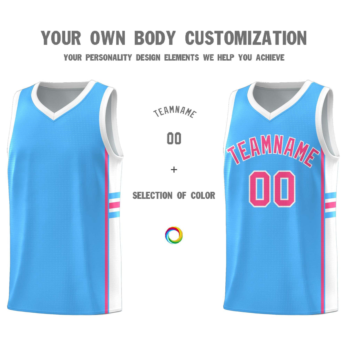Custom Youth Basketball Jersey - Powder Blue White Personalized Varsity Two-Tone Uniform