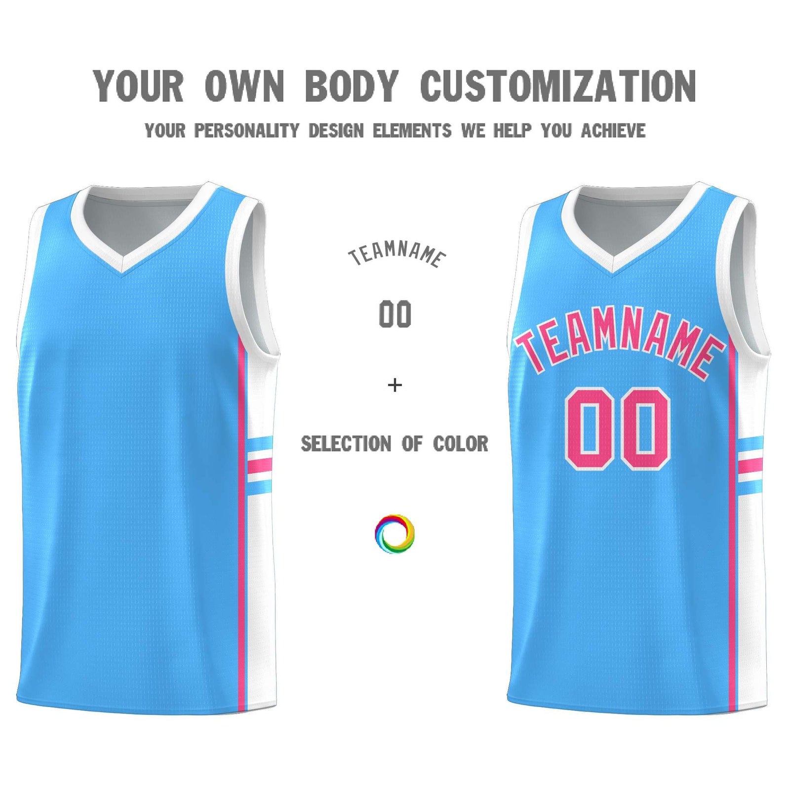 Custom Youth Basketball Jersey - Powder Blue White Personalized Varsity Two-Tone Uniform