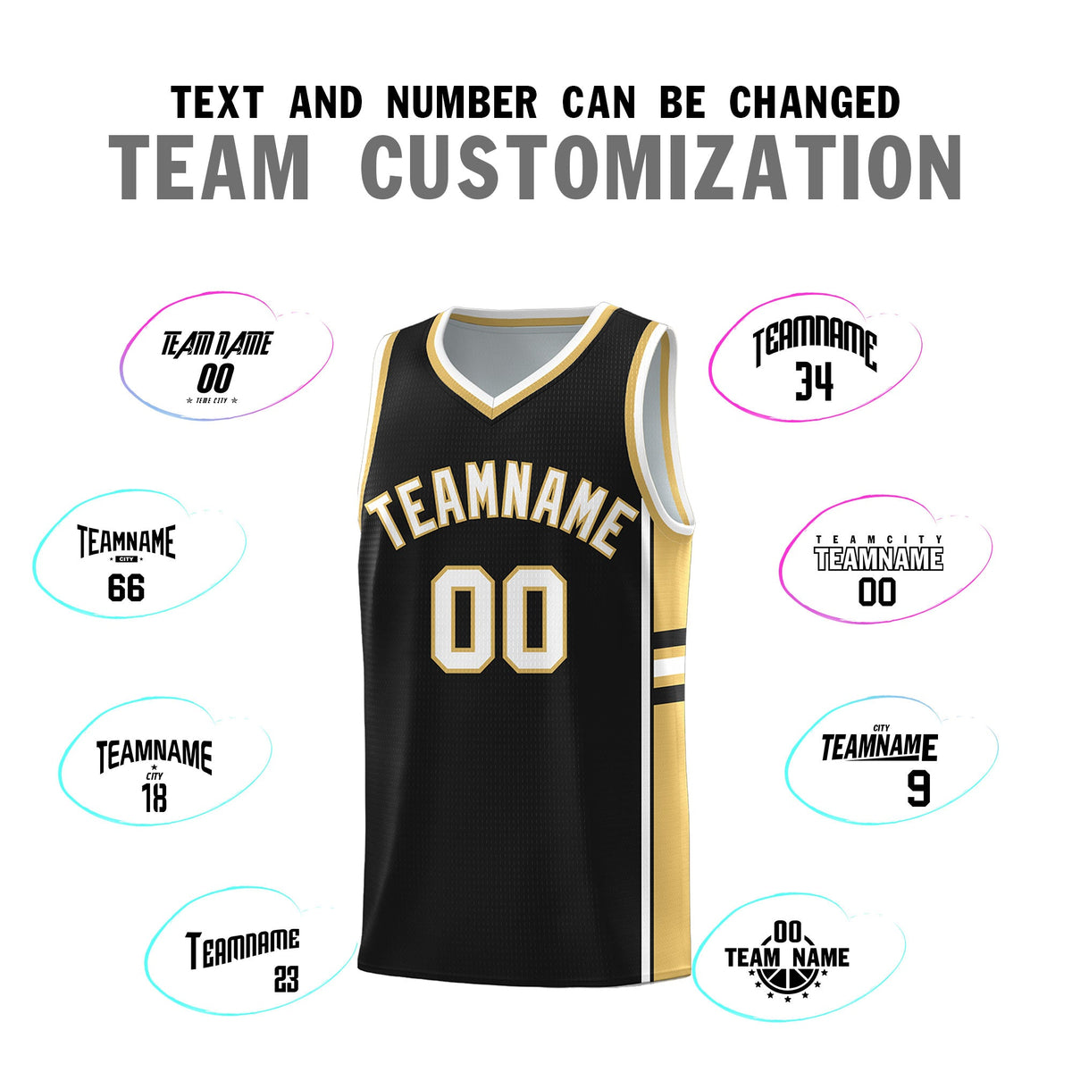 Custom Youth Basketball Jersey - Black Old Gold Two-Tone Classic Varsity Uniform