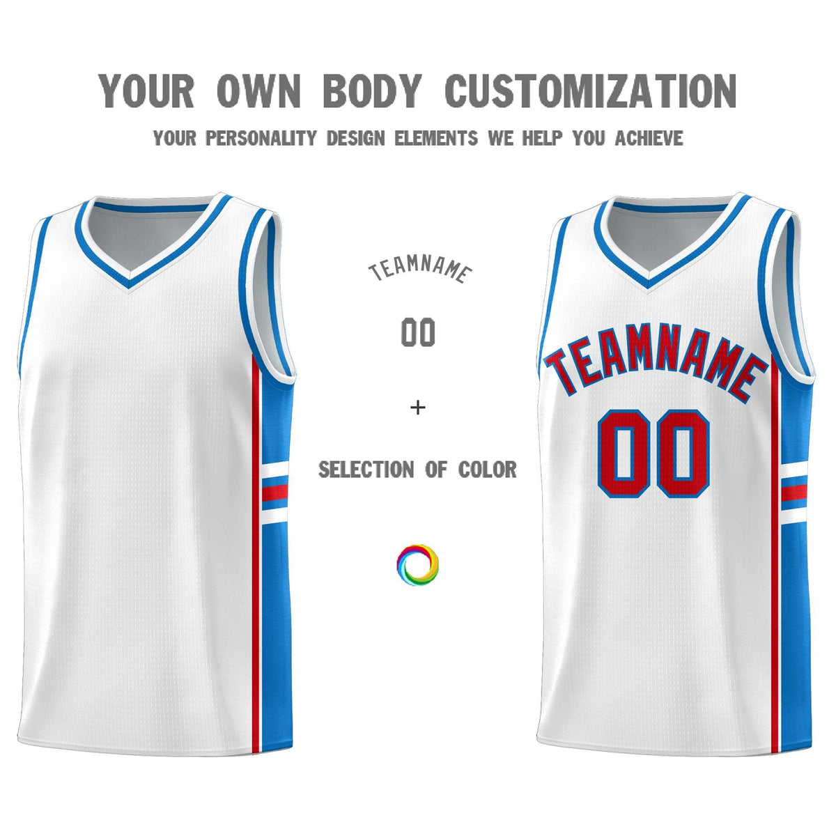 Custom Youth Basketball Jersey - White Royal Two-Tone Varsity Jersey Set